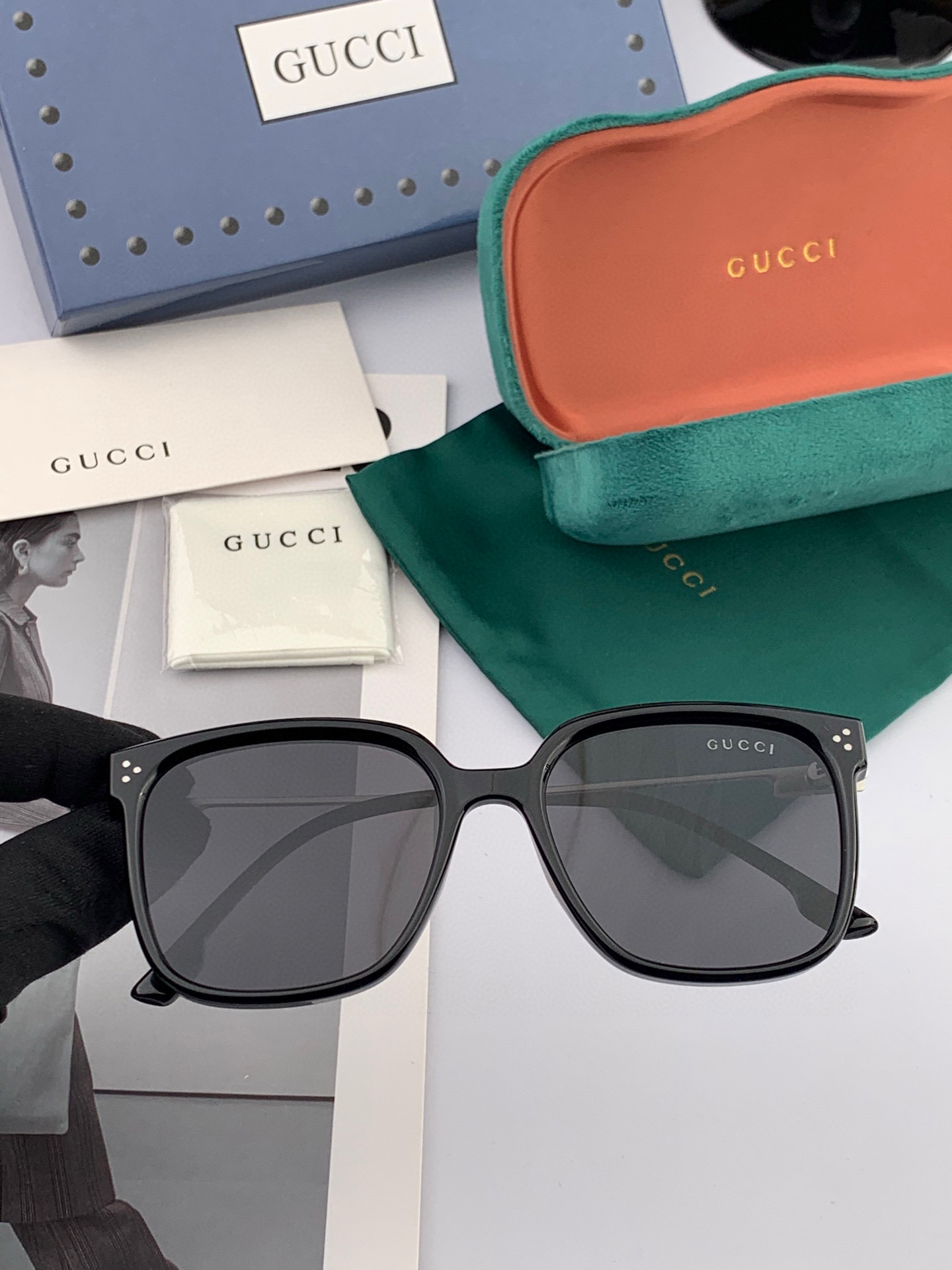 🔺 【GUCCI】2025开春新款 潮流爆款 时尚方框偏光太阳镜 高品质 佩戴舒适 网红潮款墨镜 女士高