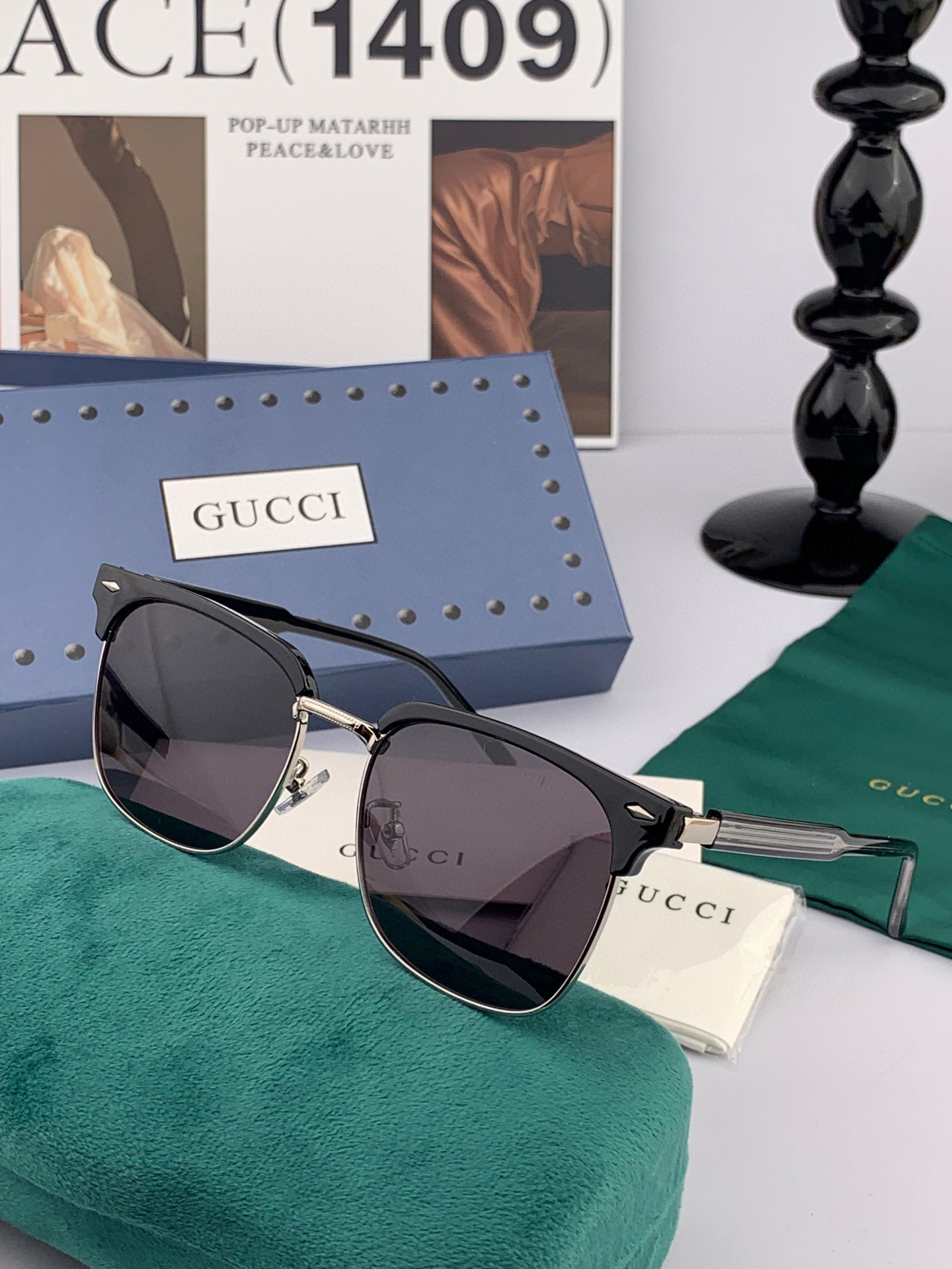 🔺 【GUCCI-偏光太阳镜】2025开春新款 潮流爆款 时尚方框偏光太阳镜 高品质 佩戴舒适 网红潮