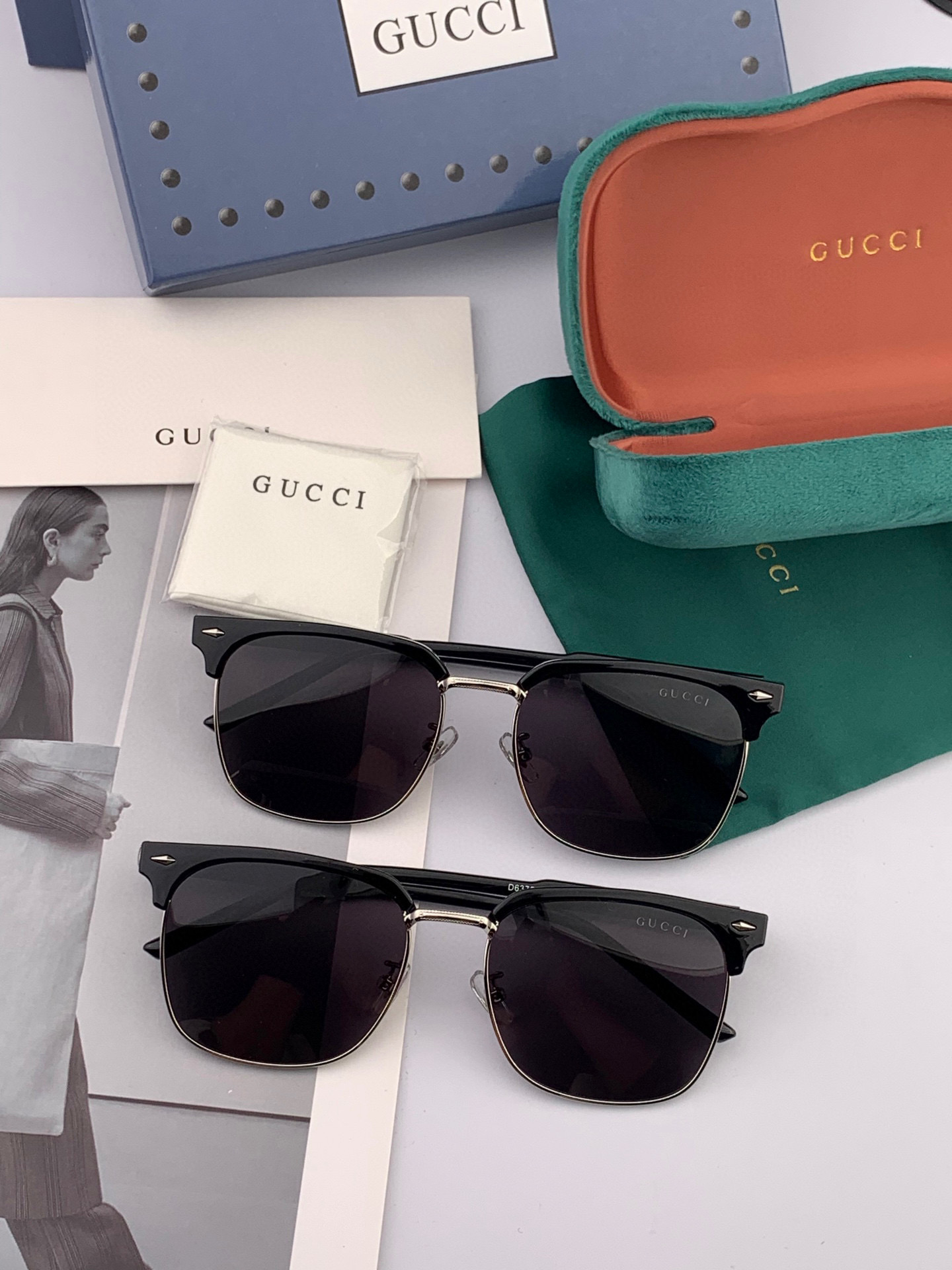  🔺 【GUCCI-偏光太阳镜】2025开春新款 潮流爆款 时尚方框偏光太阳镜 高品质 佩戴舒适 网红潮