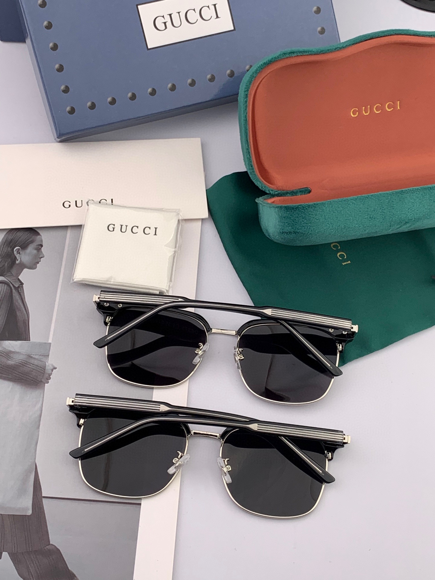  🔺 【GUCCI-偏光太阳镜】2025开春新款 潮流爆款 时尚方框偏光太阳镜 高品质 佩戴舒适 网红潮