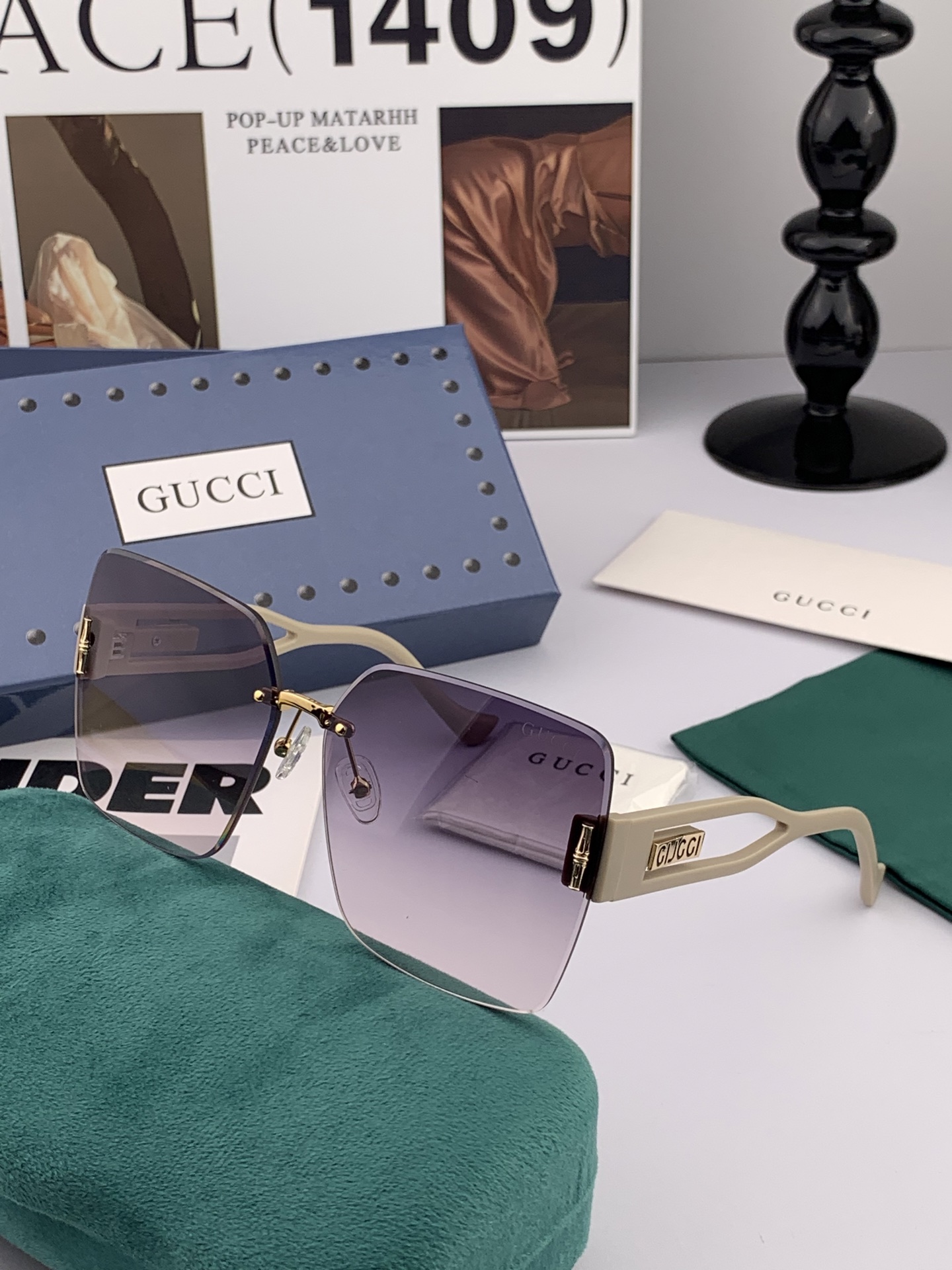   🔺 【GUCCI-偏光太阳镜】2025开春新款 潮流爆款 时尚方框偏光太阳镜 高品质 佩戴舒适 网红