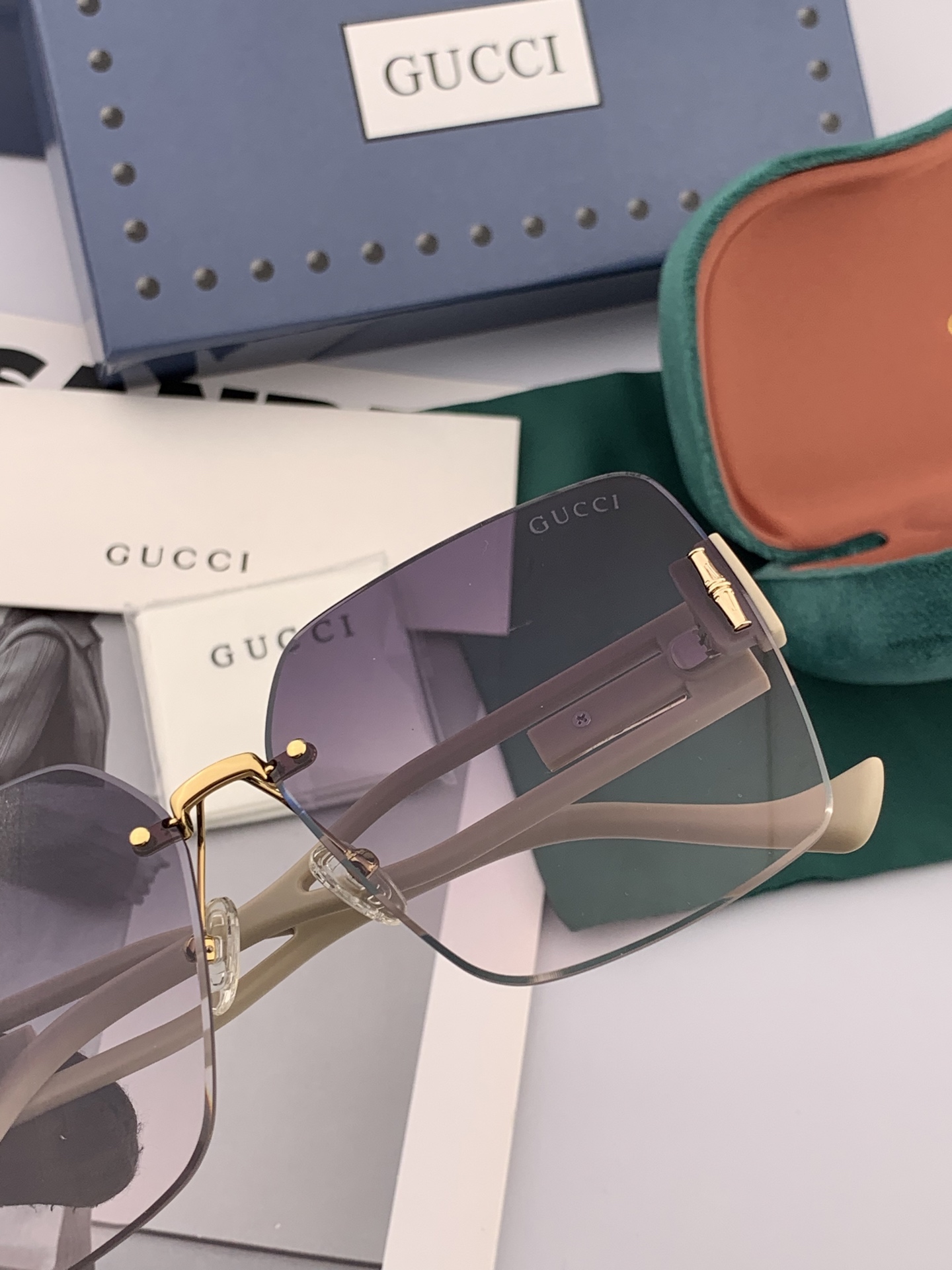   🔺 【GUCCI-偏光太阳镜】2025开春新款 潮流爆款 时尚方框偏光太阳镜 高品质 佩戴舒适 网红