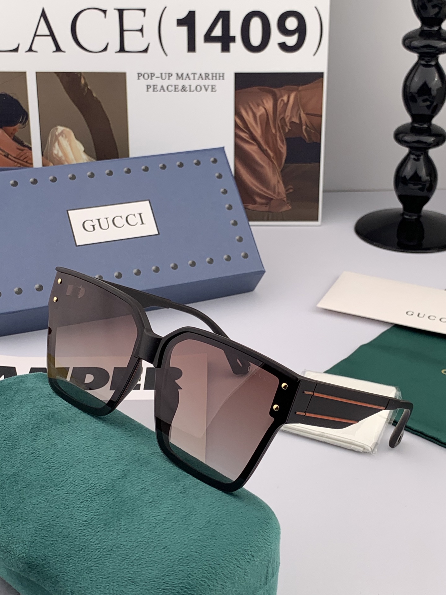   GUCCI 2025开春新款 最新款方框太阳镜 各路网红纷纷带起气场满分‼️ 俏皮甜美.上脸效果更佳