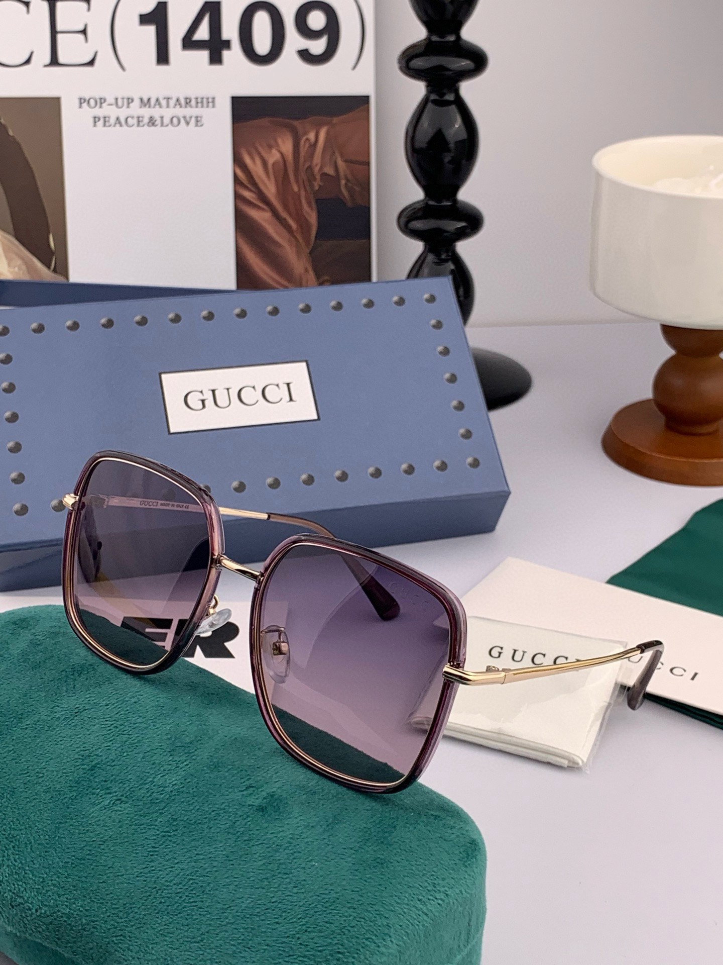  GUCCI 2025开春新款 最新款方框太阳镜 各路网红纷纷带起气场满分‼️ 俏皮甜美.上脸效果更佳.