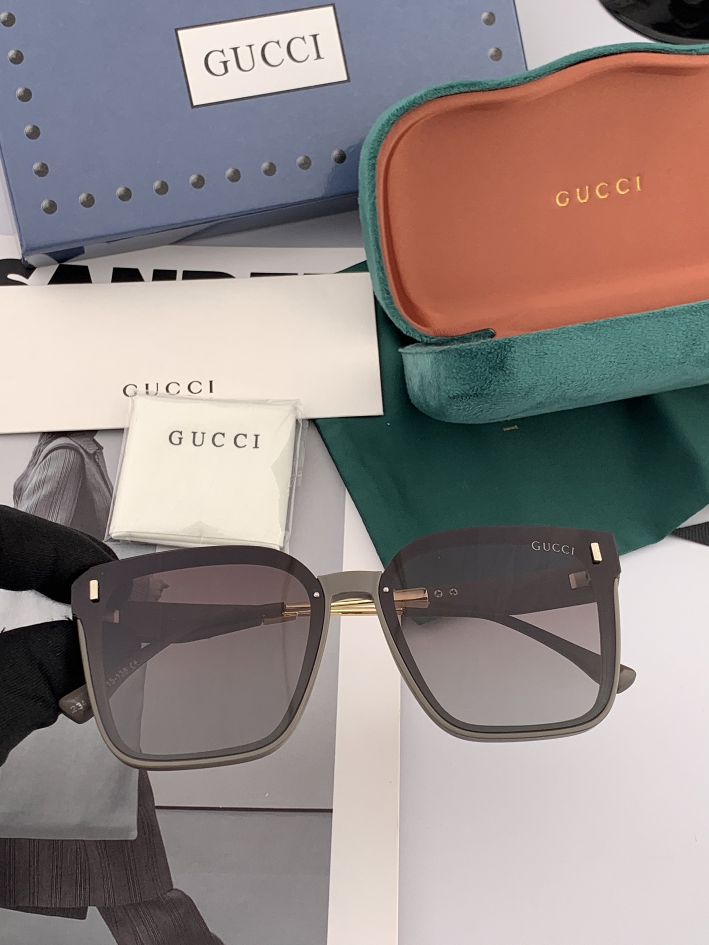 🔺 【GUCCI】2025开春新款 潮流爆款 时尚方框偏光太阳镜 高品质 佩戴舒适 网红潮款墨镜 女士高