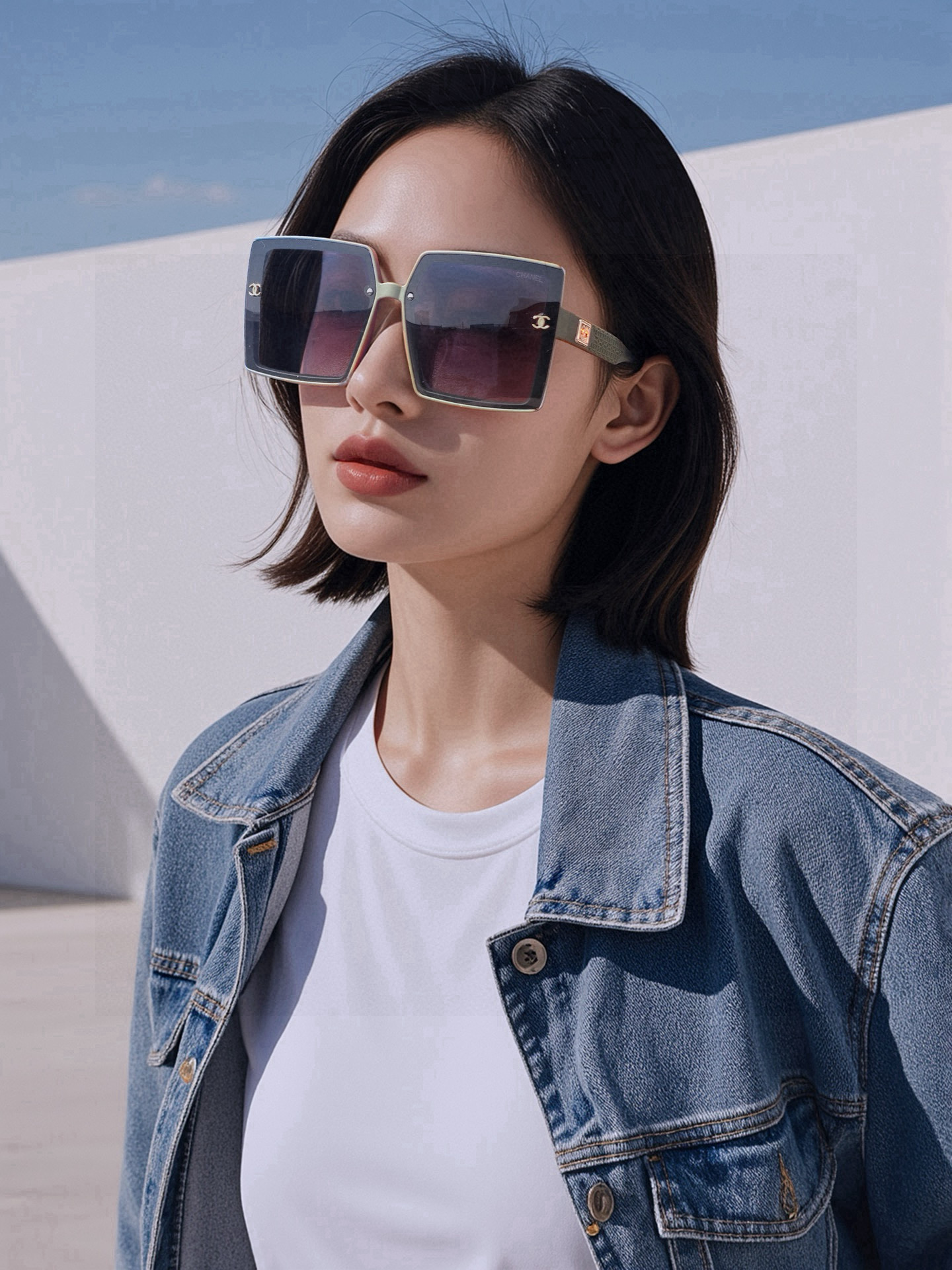  【CHANEL】香奈儿 2025新款潮流爆款 时尚方框太阳镜 佩戴舒适 网红潮款墨镜  女士高清加厚偏