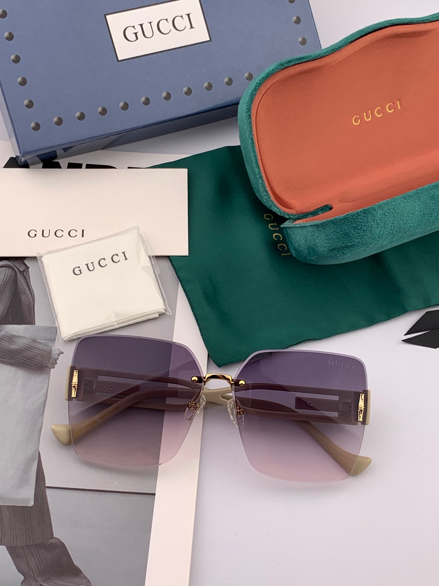   🔺 【GUCCI-偏光太阳镜】2025开春新款 潮流爆款 时尚方框偏光太阳镜 高品质 佩戴舒适 网红