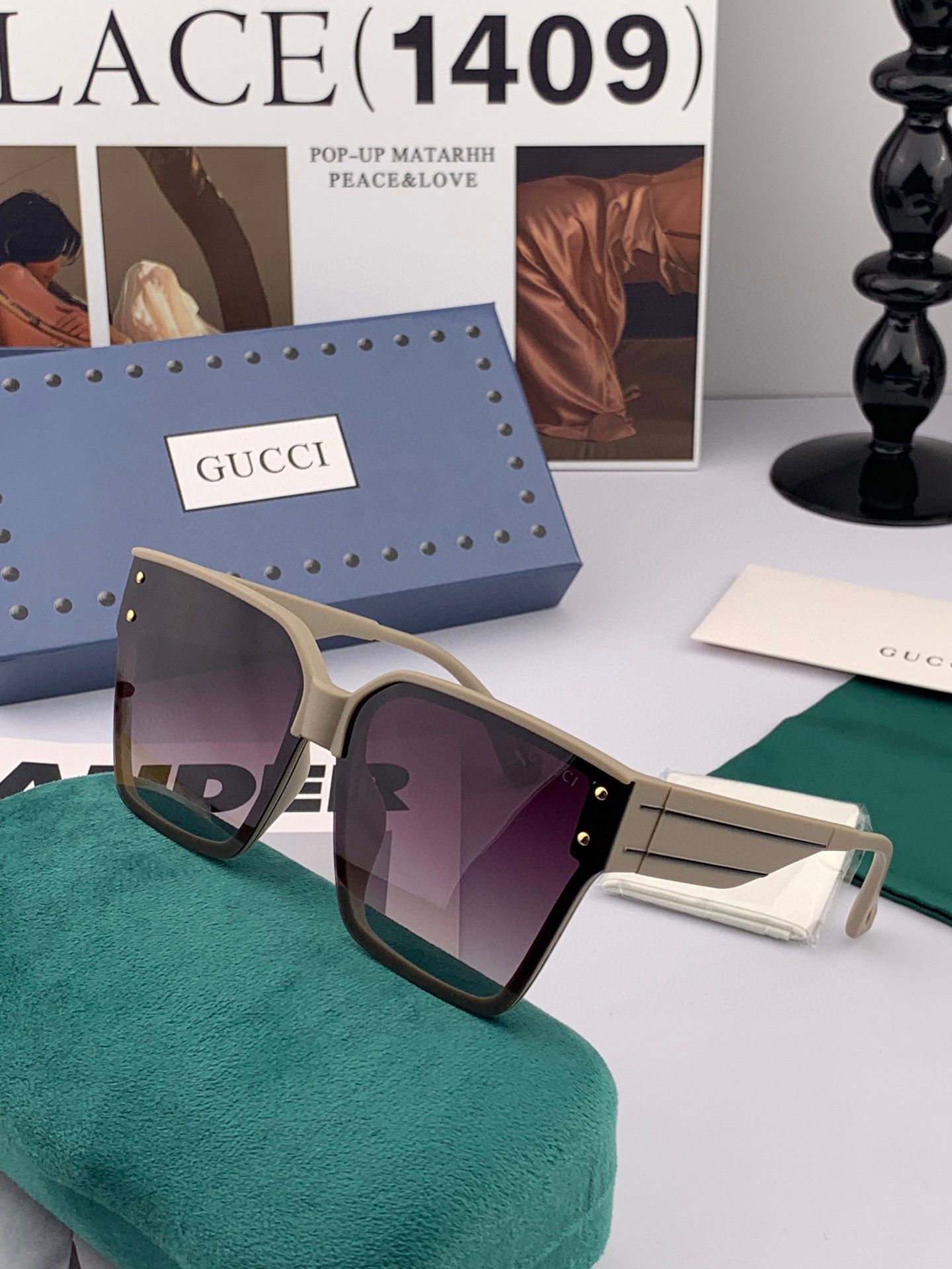   GUCCI 2025开春新款 最新款方框太阳镜 各路网红纷纷带起气场满分‼️ 俏皮甜美.上脸效果更佳