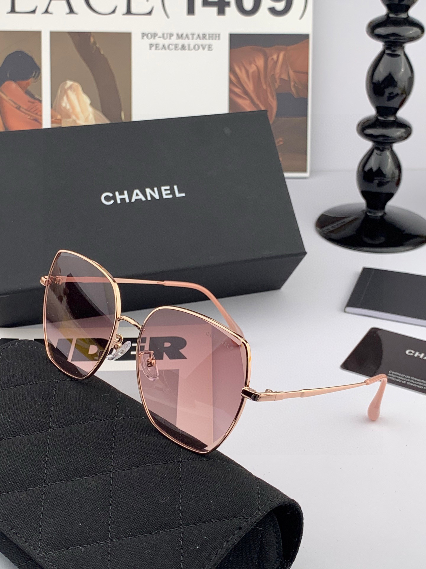 【CHANEL】香奈儿  新款尼龙偏光太眼镜，无框钻石 切边更有质感，大气女人范儿，大脸小脸都好看 ！型