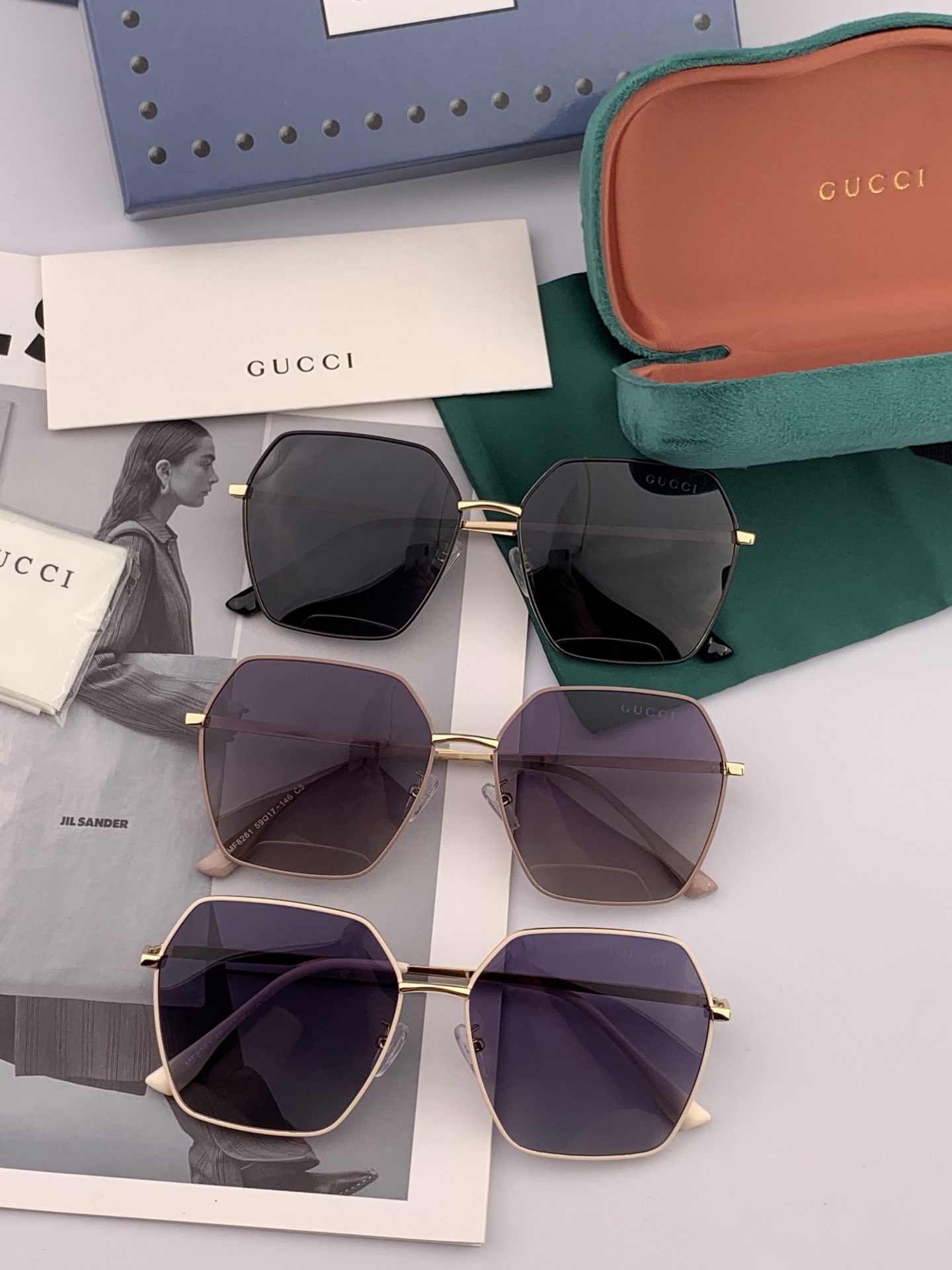   🔺 Gucci 🔻2025官方新款 众多明星同款色‼️‼️新款大框偏光墨镜 🌈🌈宝丽来超清加厚太阳镜