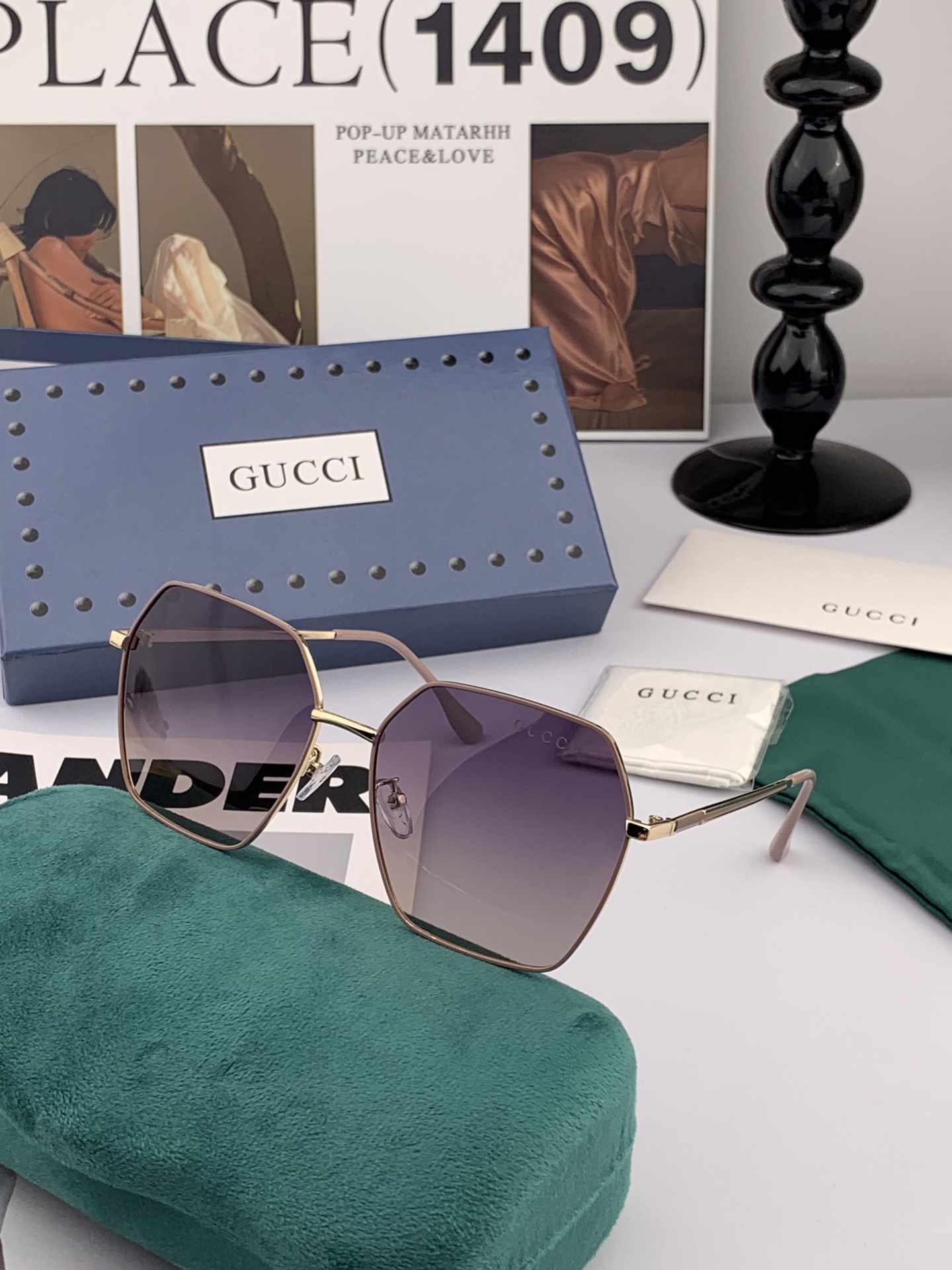   🔺 Gucci 🔻2025官方新款 众多明星同款色‼️‼️新款大框偏光墨镜 🌈🌈宝丽来超清加厚太阳镜