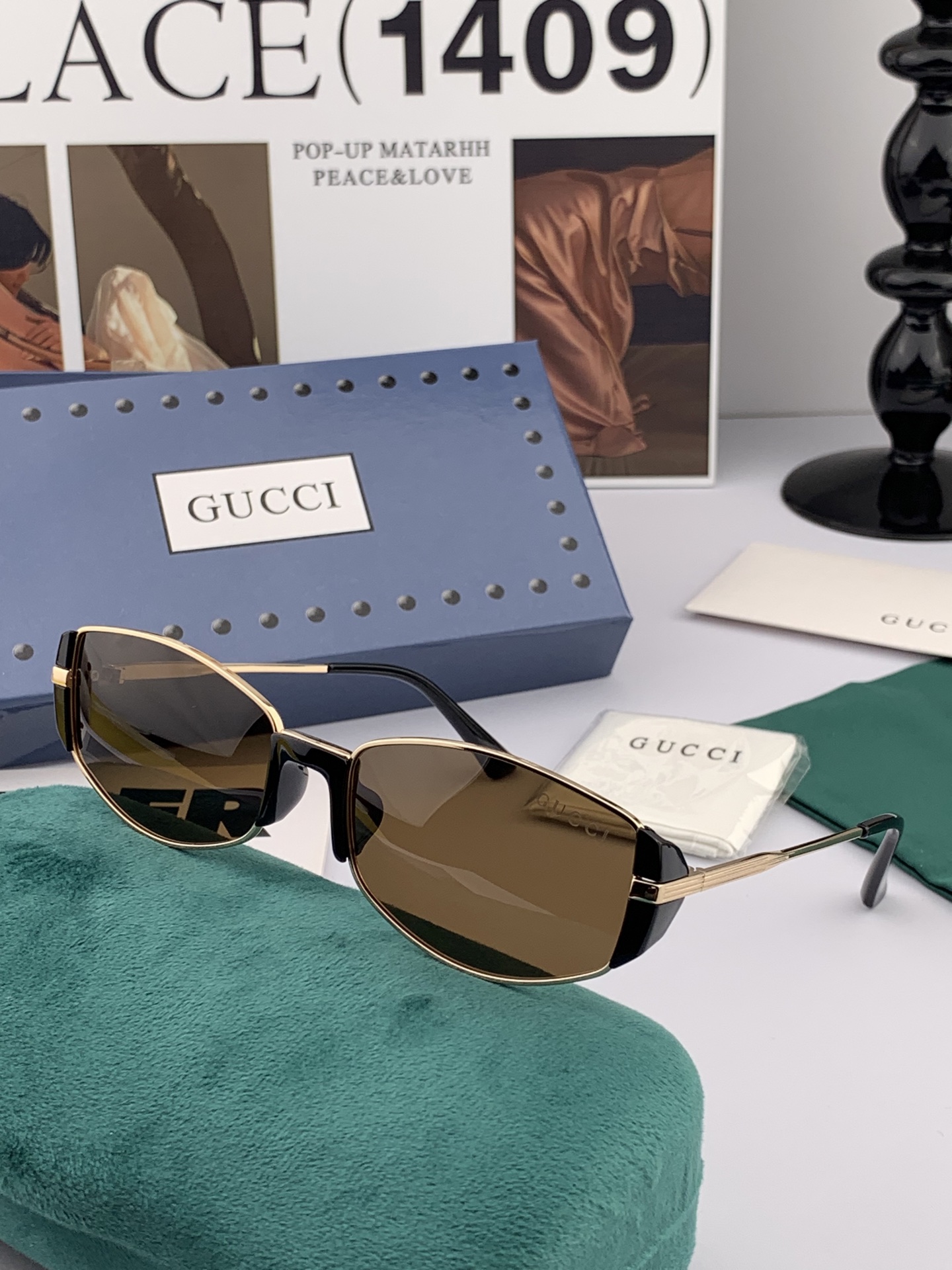   🔺 Gucci 🔻2025官方新款 众多明星同款色‼️‼️新款大框偏光墨镜 🌈🌈宝丽来超清加厚太阳镜