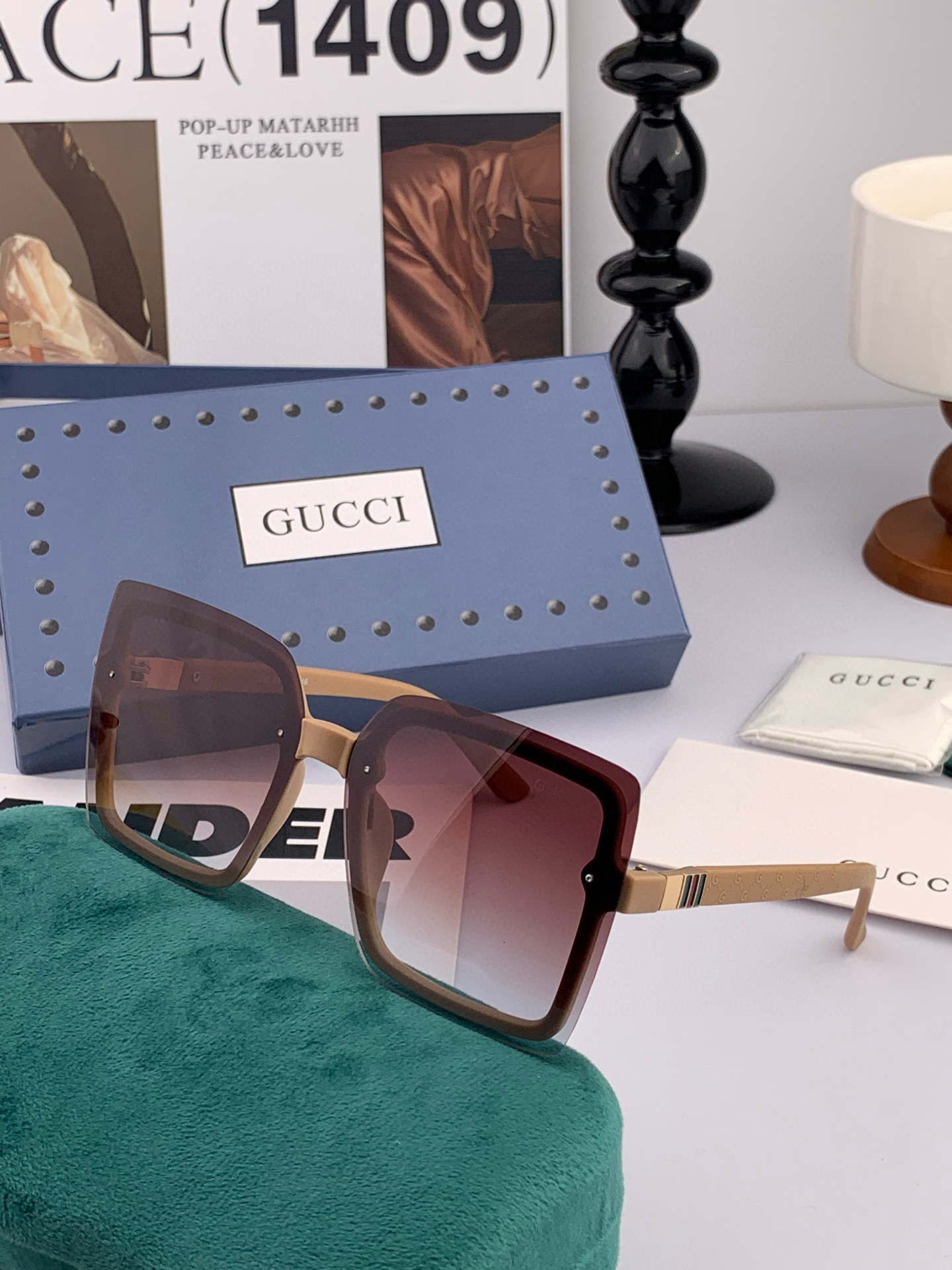    【TR偏光系列】Gucci   经典的方框设计，不挑脸型，无论搭配大衣还是连衣裙都非常显气质偏光镜