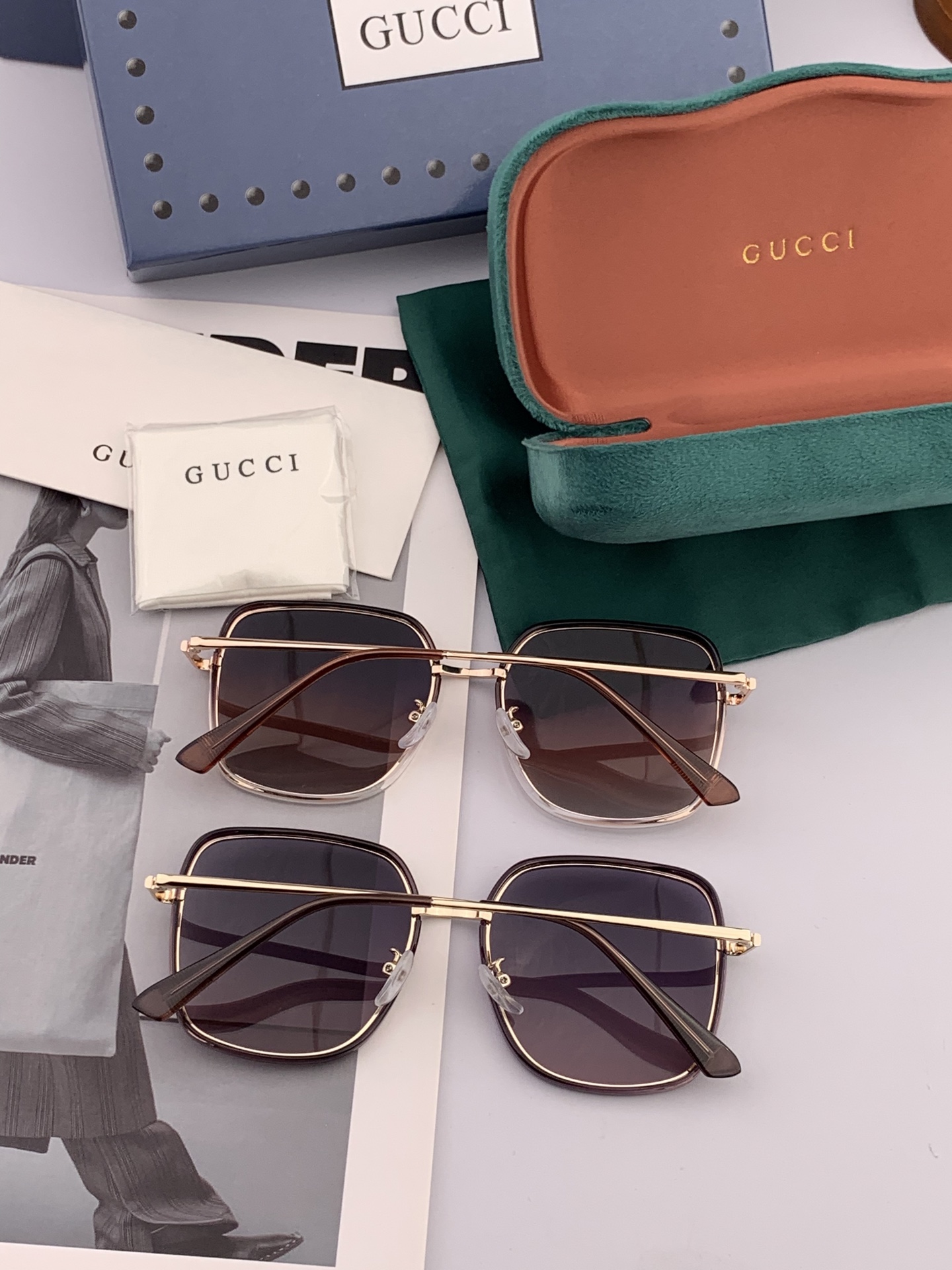  GUCCI 2025开春新款 最新款方框太阳镜 各路网红纷纷带起气场满分‼️ 俏皮甜美.上脸效果更佳.