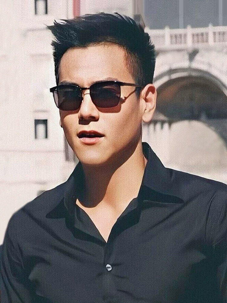       LV 男款炫彩飞行员偏光太阳镜 ❤️材质：高清尼龙加厚卡槽高清偏光镜片 🌹无边框镜架💕颜👍型