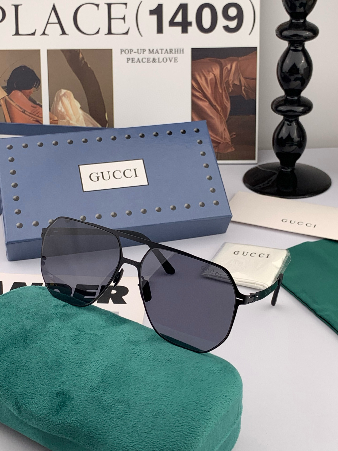 ♦️ GUCCI 2025新款男女情侣款太阳镜多边形墨镜iP电镀永不褪色 超轻超有弹性整幅眼镜无螺丝重要
