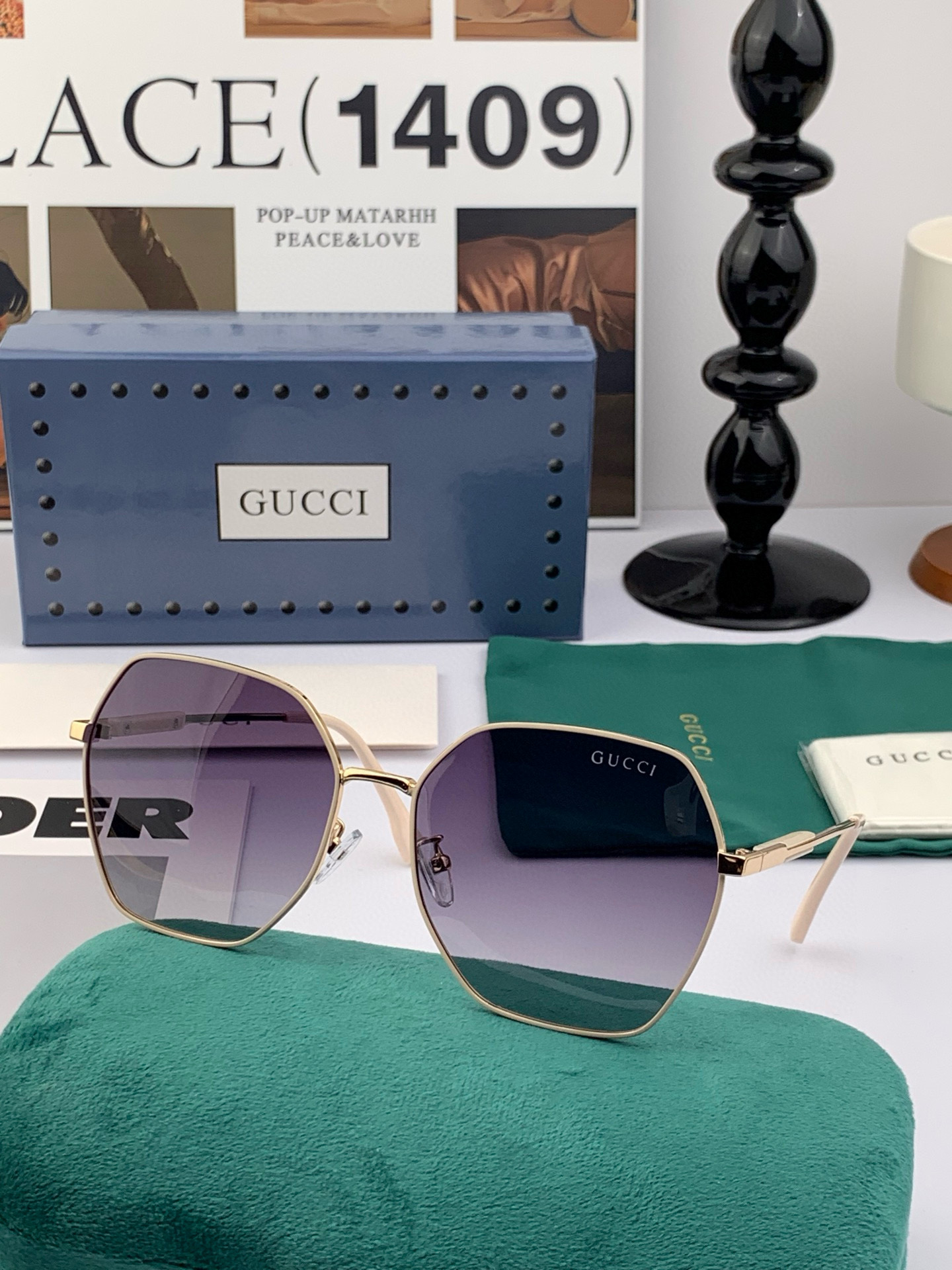    🔺GUCCI 🔻2025官方新款 众多明星同款色‼️‼️新款大框偏光墨镜 🌈🌈宝丽来超清加厚太阳镜