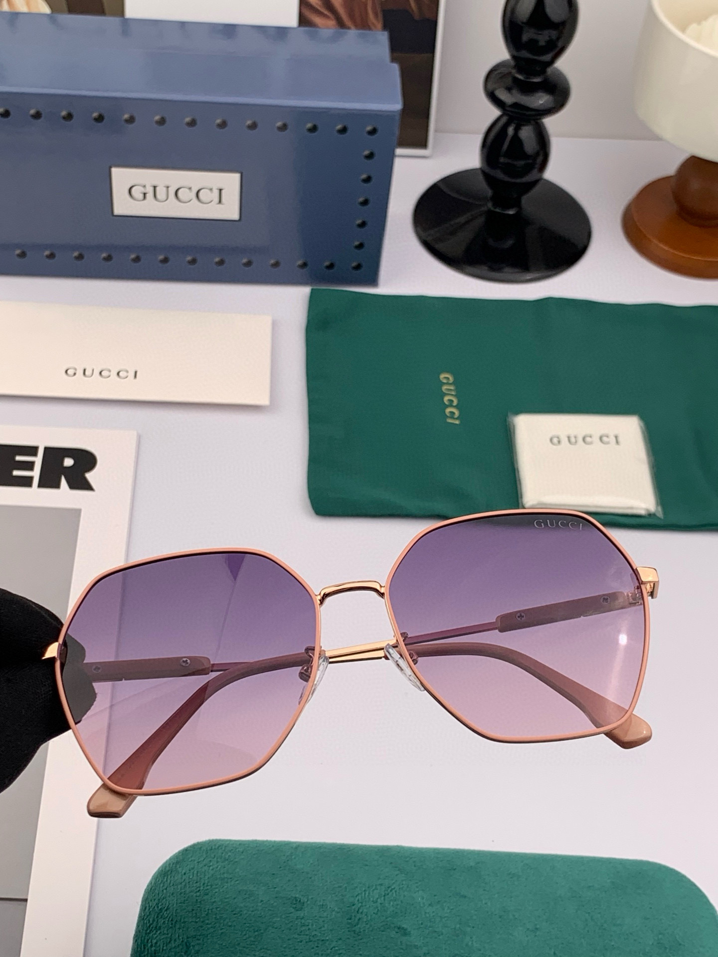    🔺GUCCI 🔻2025官方新款 众多明星同款色‼️‼️新款大框偏光墨镜 🌈🌈宝丽来超清加厚太阳镜