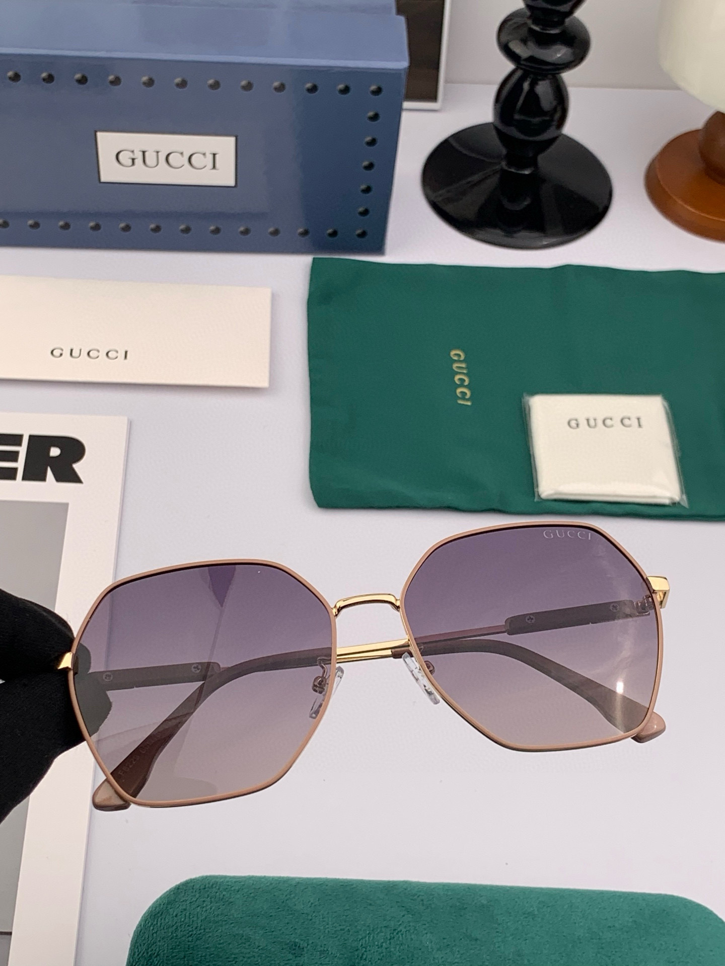    🔺GUCCI 🔻2025官方新款 众多明星同款色‼️‼️新款大框偏光墨镜 🌈🌈宝丽来超清加厚太阳镜