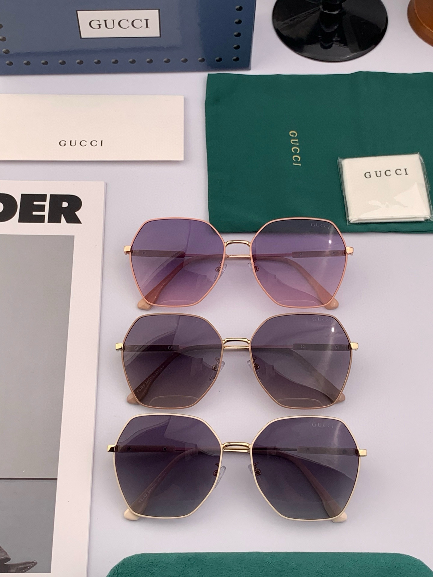    🔺GUCCI 🔻2025官方新款 众多明星同款色‼️‼️新款大框偏光墨镜 🌈🌈宝丽来超清加厚太阳镜