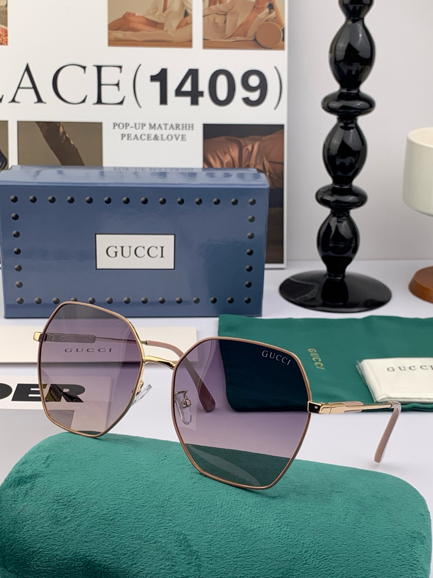    🔺GUCCI 🔻2025官方新款 众多明星同款色‼️‼️新款大框偏光墨镜 🌈🌈宝丽来超清加厚太阳镜