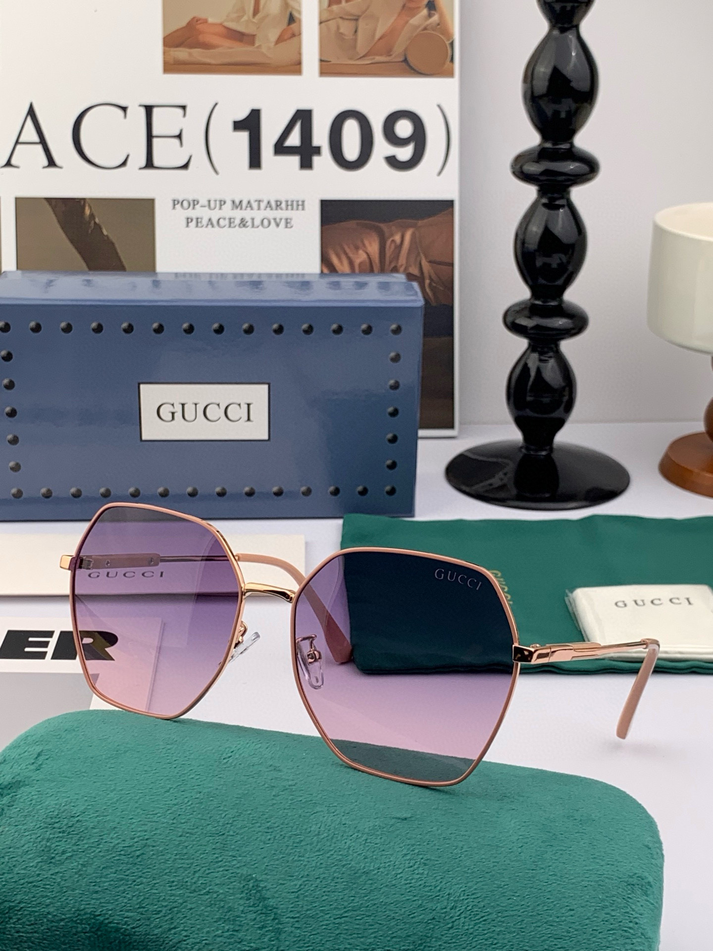    🔺GUCCI 🔻2025官方新款 众多明星同款色‼️‼️新款大框偏光墨镜 🌈🌈宝丽来超清加厚太阳镜
