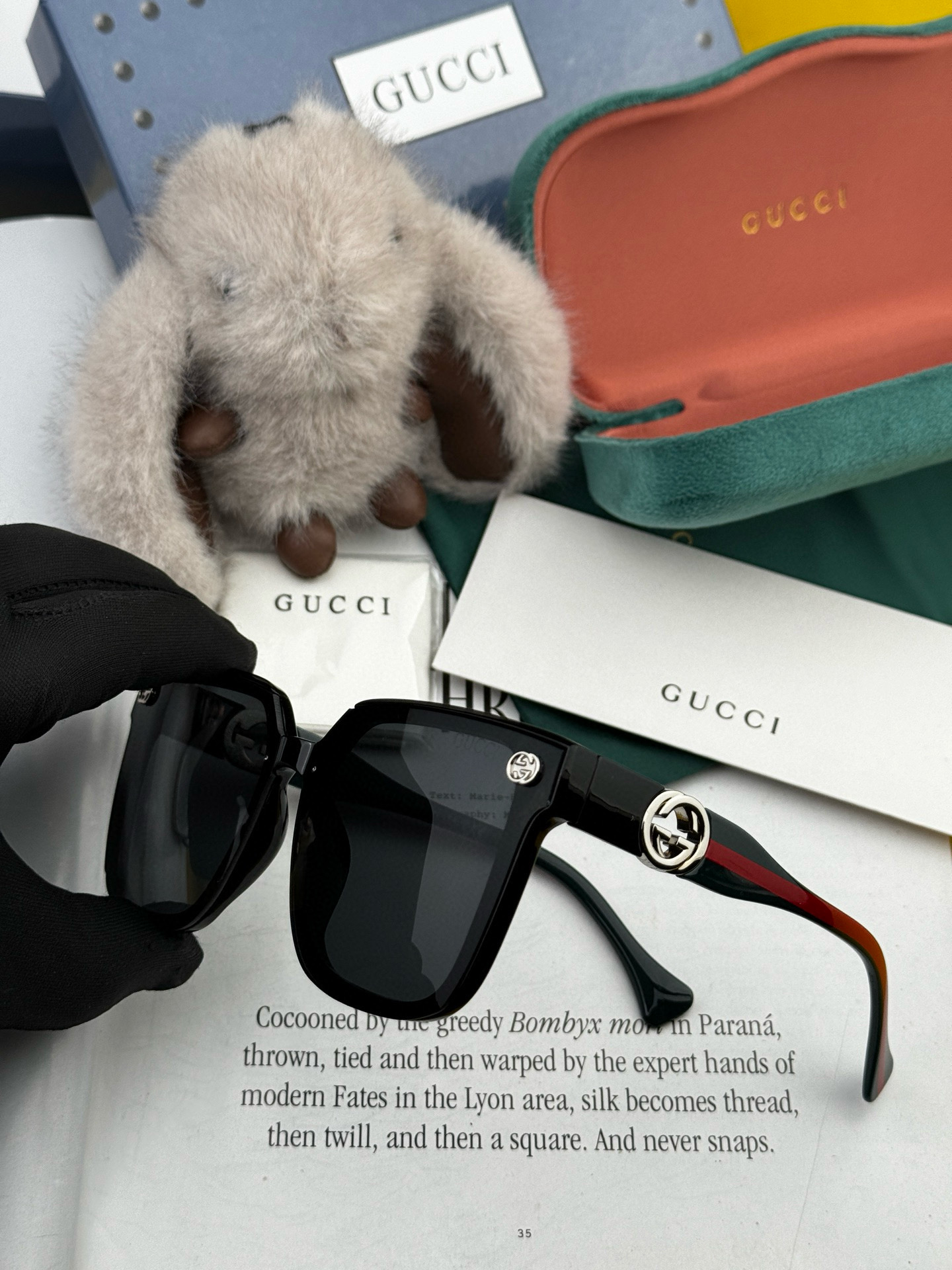  🔺 【GUCCI】2025开春新款 潮流爆款 时尚方框太阳镜 高品质 佩戴舒适 网红潮款墨镜 型号：G