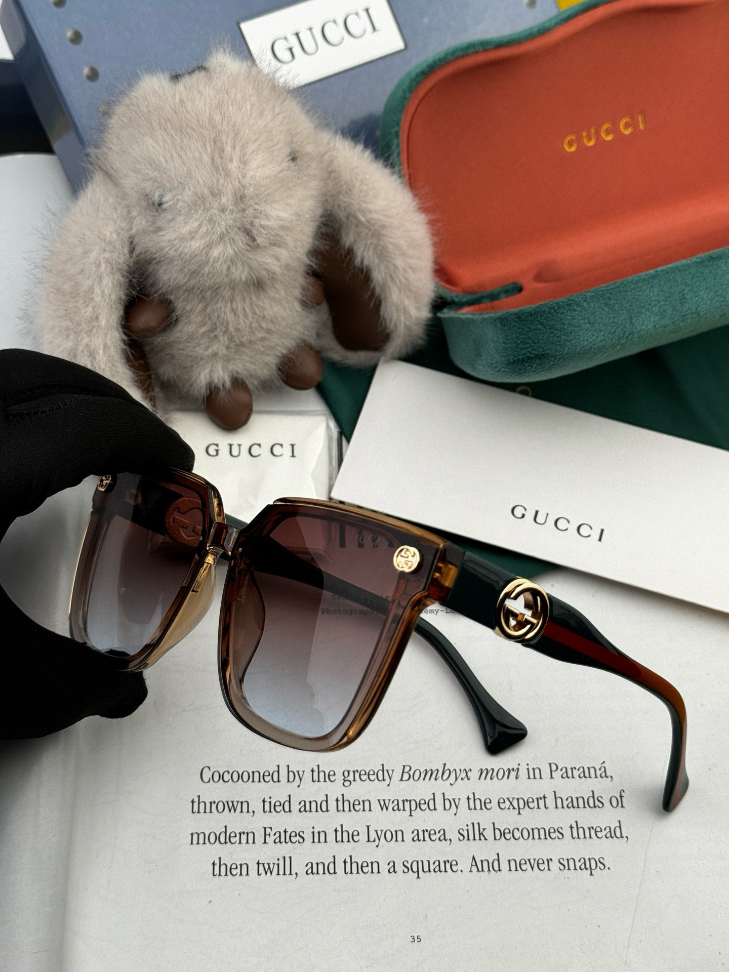  🔺 【GUCCI】2025开春新款 潮流爆款 时尚方框太阳镜 高品质 佩戴舒适 网红潮款墨镜 型号：G