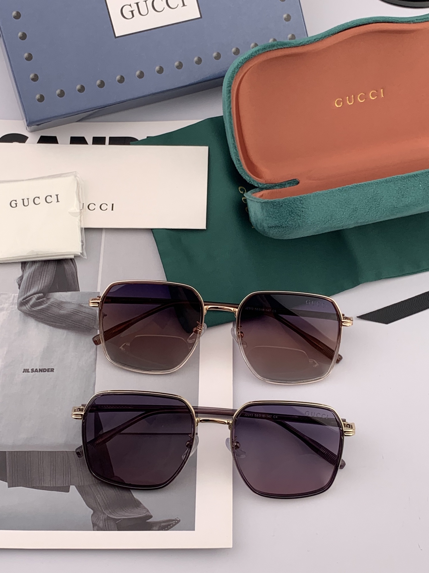  【偏光系列】Gucci   经典的方框设计，不挑脸型，无论搭配大衣还是连衣裙都非常显气质偏光镜片预防紫