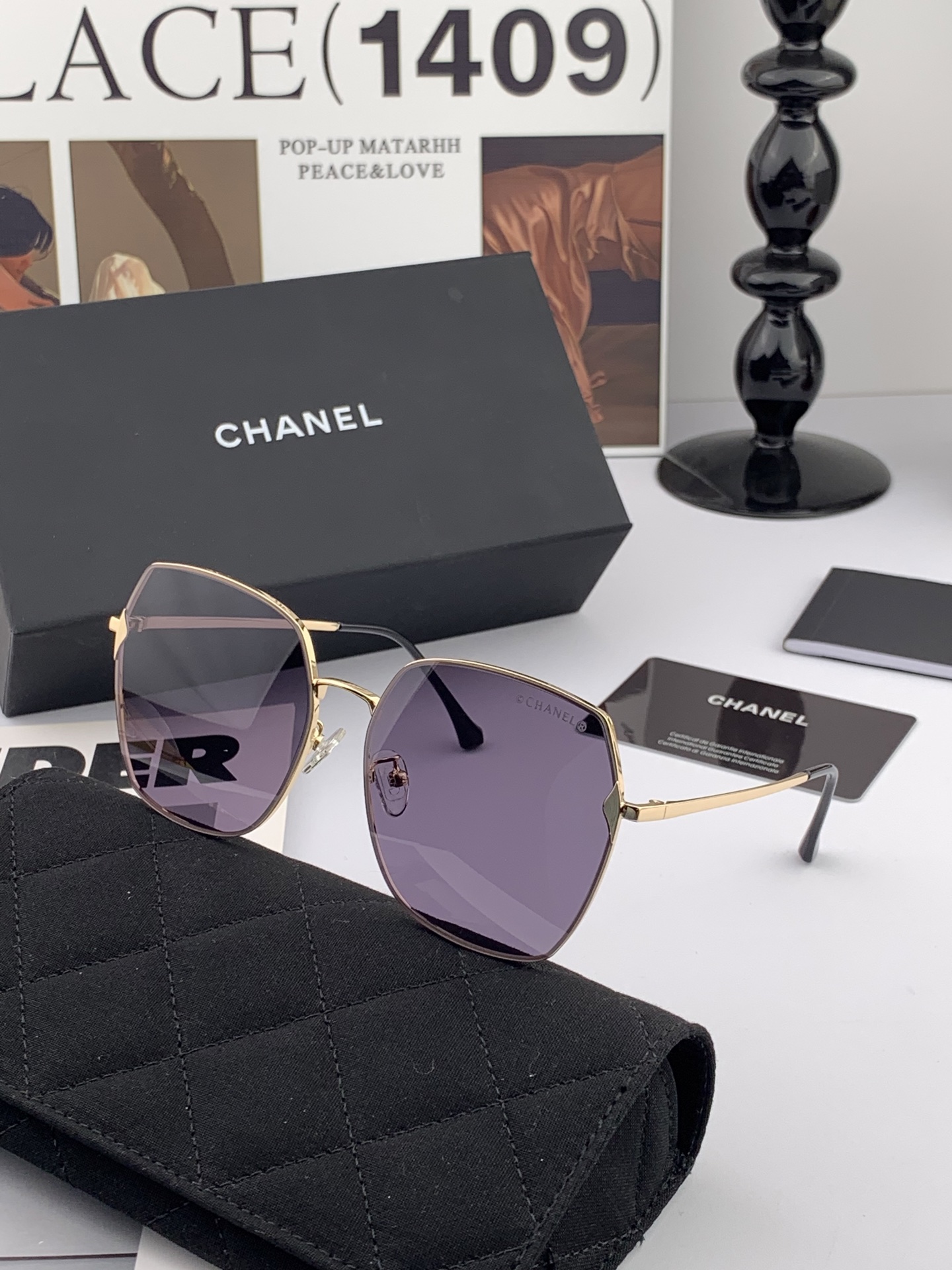 【CHANEL】香奈儿  新款尼龙偏光太眼镜，无框钻石 切边更有质感，大气女人范儿，大脸小脸都好看 ！