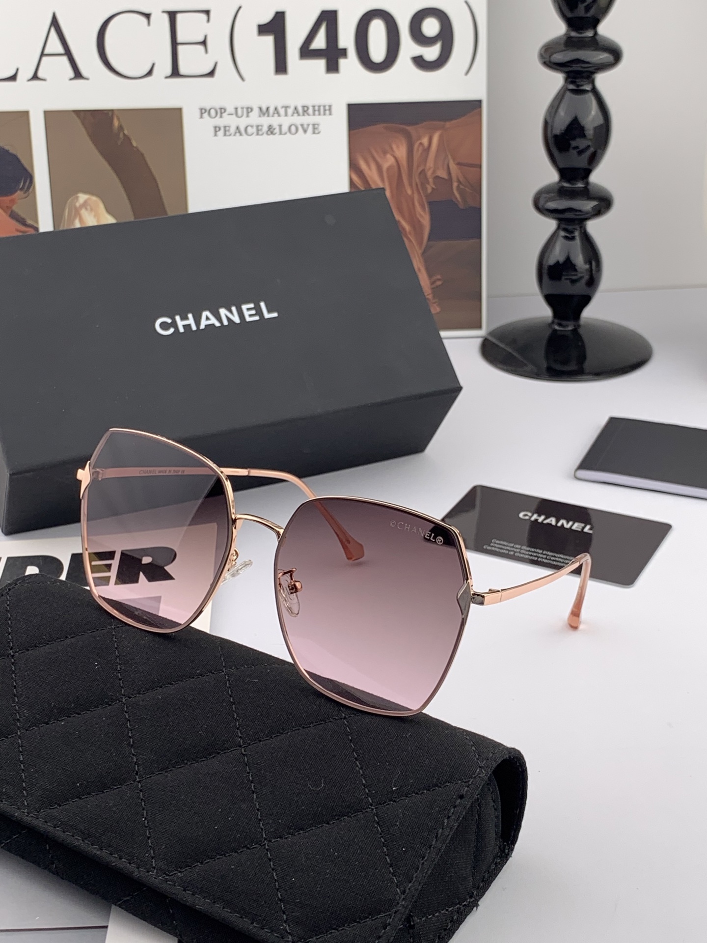 【CHANEL】香奈儿  新款尼龙偏光太眼镜，无框钻石 切边更有质感，大气女人范儿，大脸小脸都好看 ！