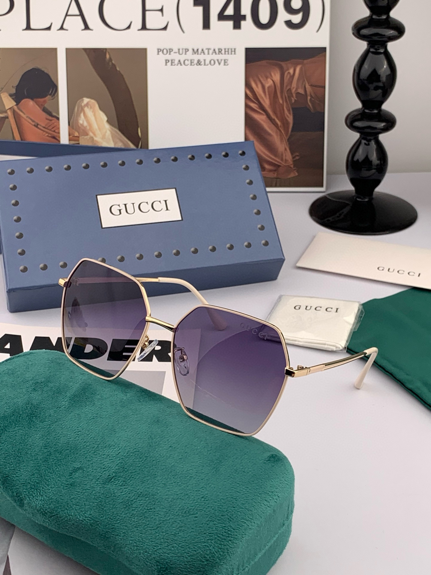   🔺 Gucci 🔻2025官方新款 众多明星同款色‼️‼️新款大框偏光墨镜 🌈🌈宝丽来超清加厚太阳镜