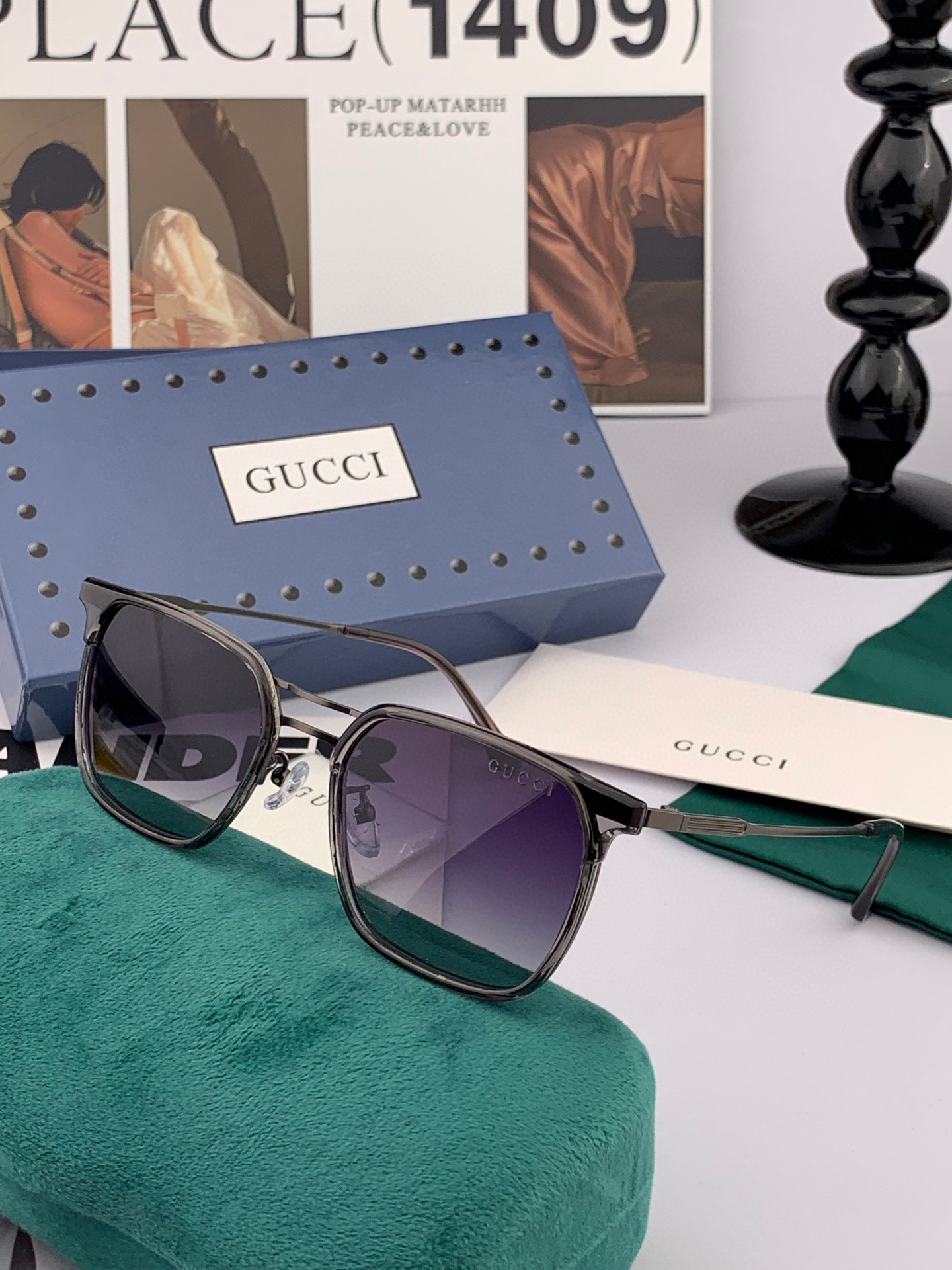 ♦️ GUCCI 2025新款男女情侣款太阳镜 超轻超有弹性整幅眼镜 重要的是压不坏 高清镜片、精湛的工