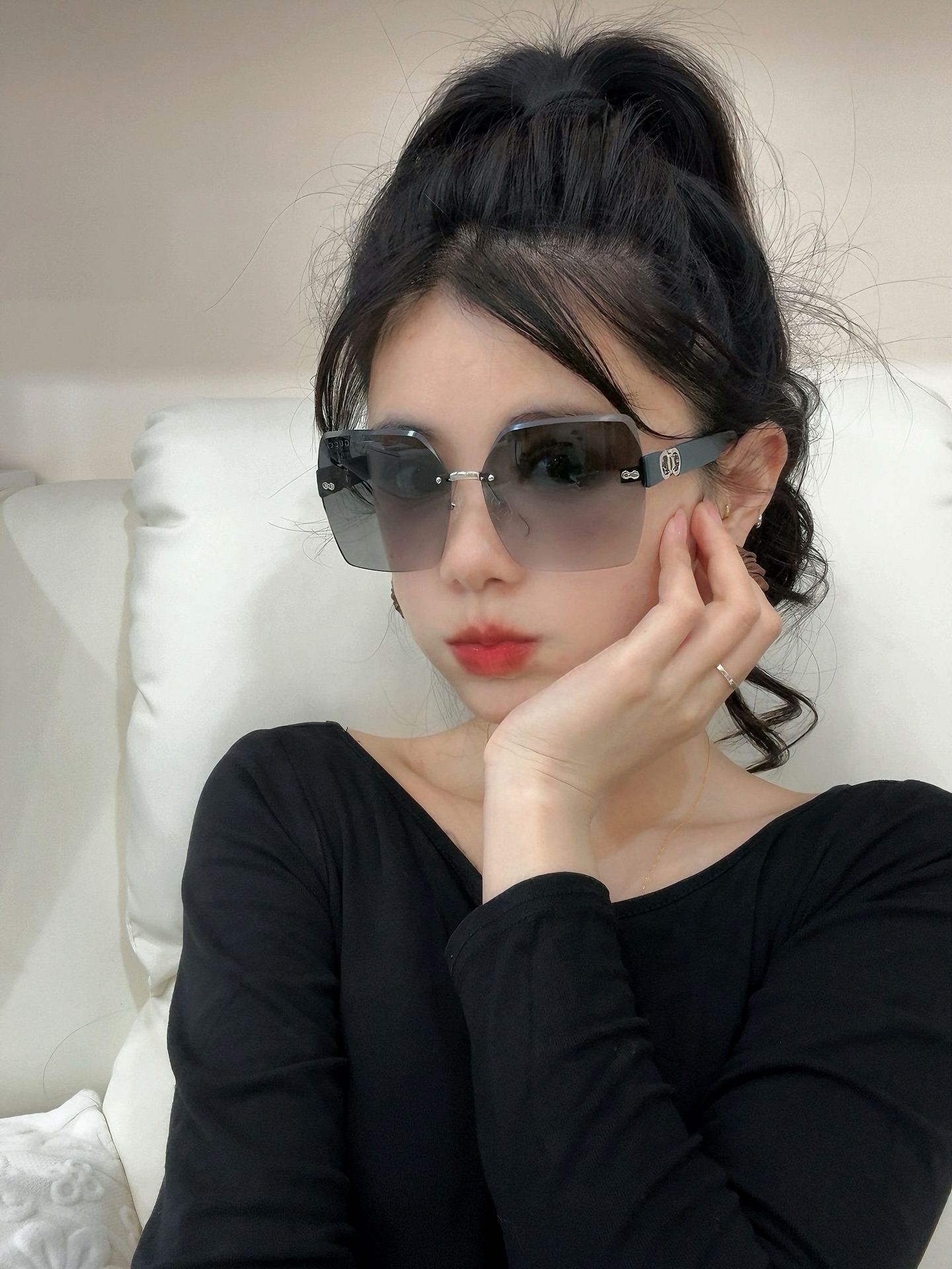  🔺 【GUCCI】2025开春新款 潮流爆款 时尚方框太阳镜 高品质 佩戴舒适 网红潮款墨镜 型号：G