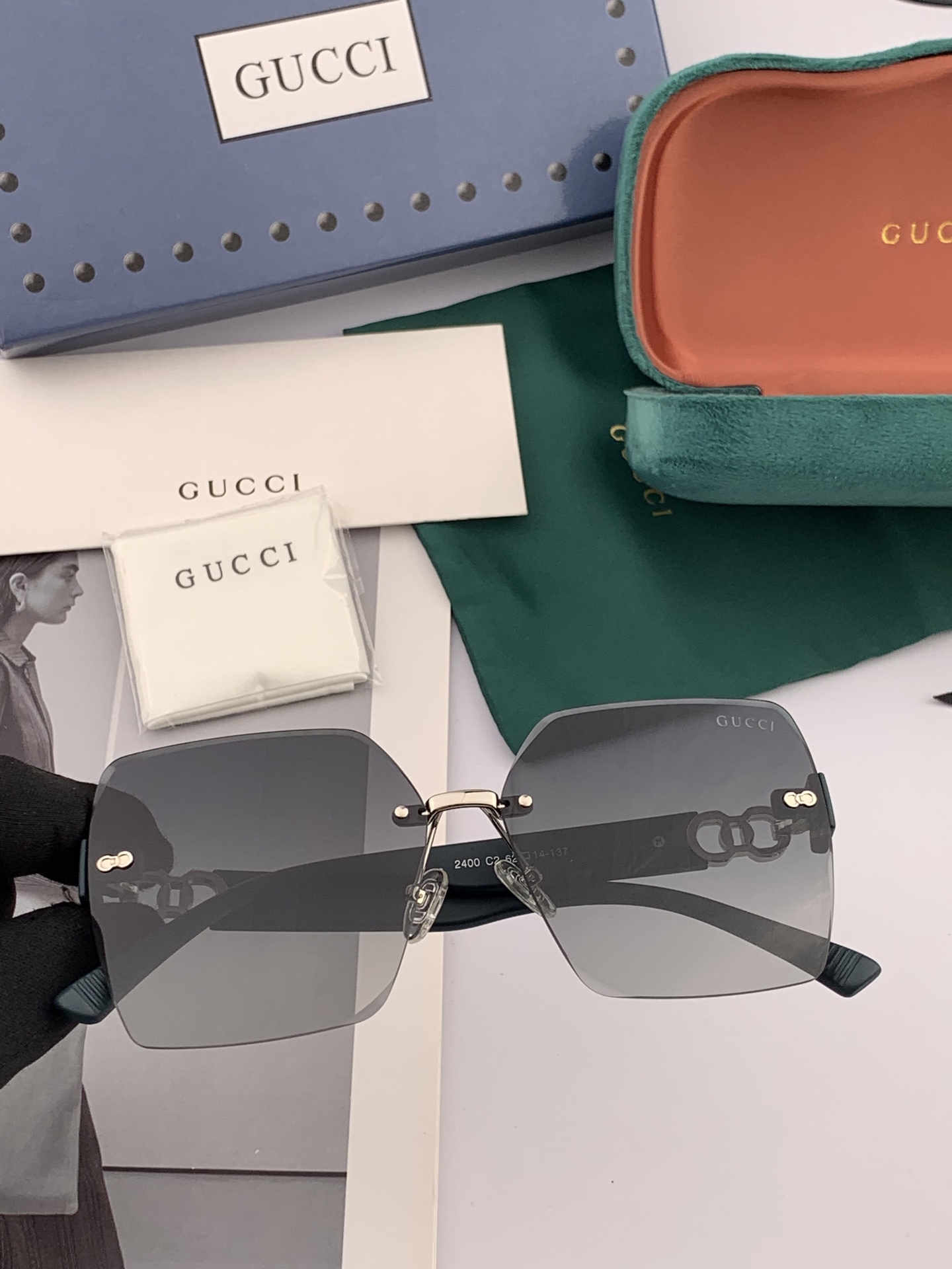  🔺 【GUCCI】2025开春新款 潮流爆款 时尚方框太阳镜 高品质 佩戴舒适 网红潮款墨镜 型号：G