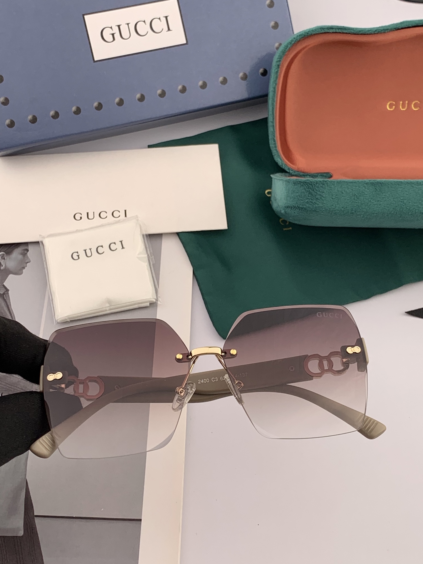  🔺 【GUCCI】2025开春新款 潮流爆款 时尚方框太阳镜 高品质 佩戴舒适 网红潮款墨镜 型号：G