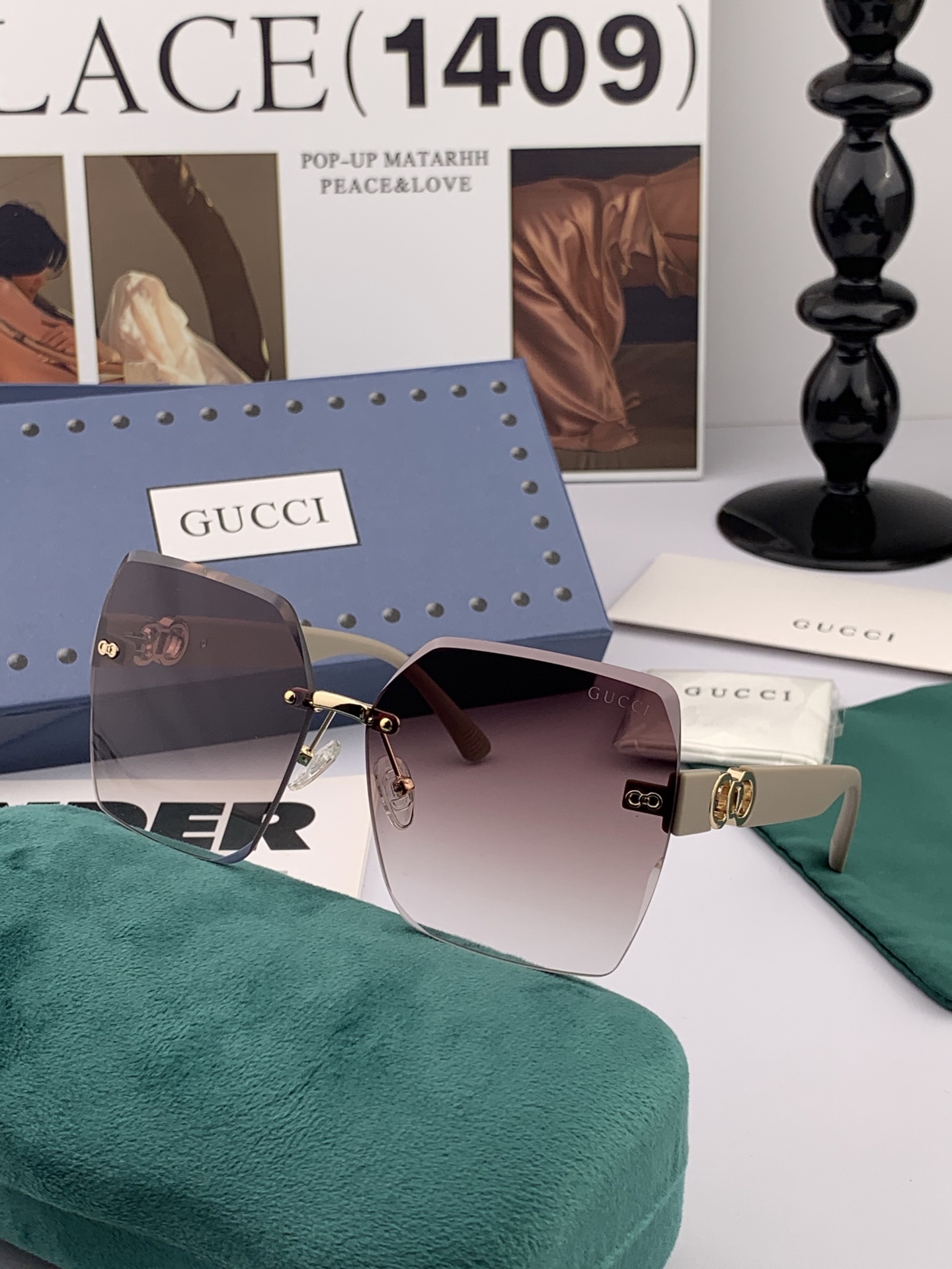  🔺 【GUCCI】2025开春新款 潮流爆款 时尚方框太阳镜 高品质 佩戴舒适 网红潮款墨镜 型号：G