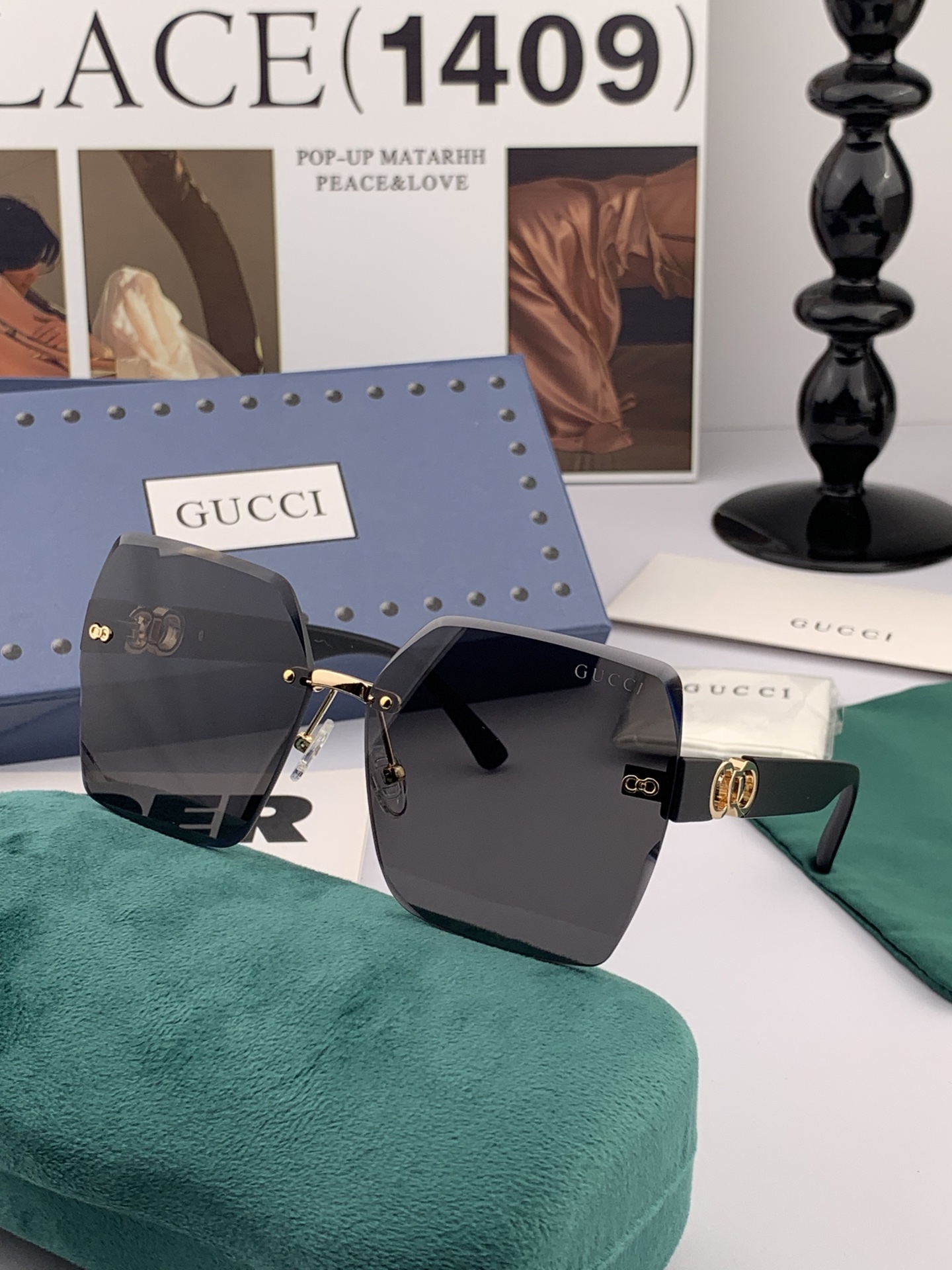  🔺 【GUCCI】2025开春新款 潮流爆款 时尚方框太阳镜 高品质 佩戴舒适 网红潮款墨镜 型号：G
