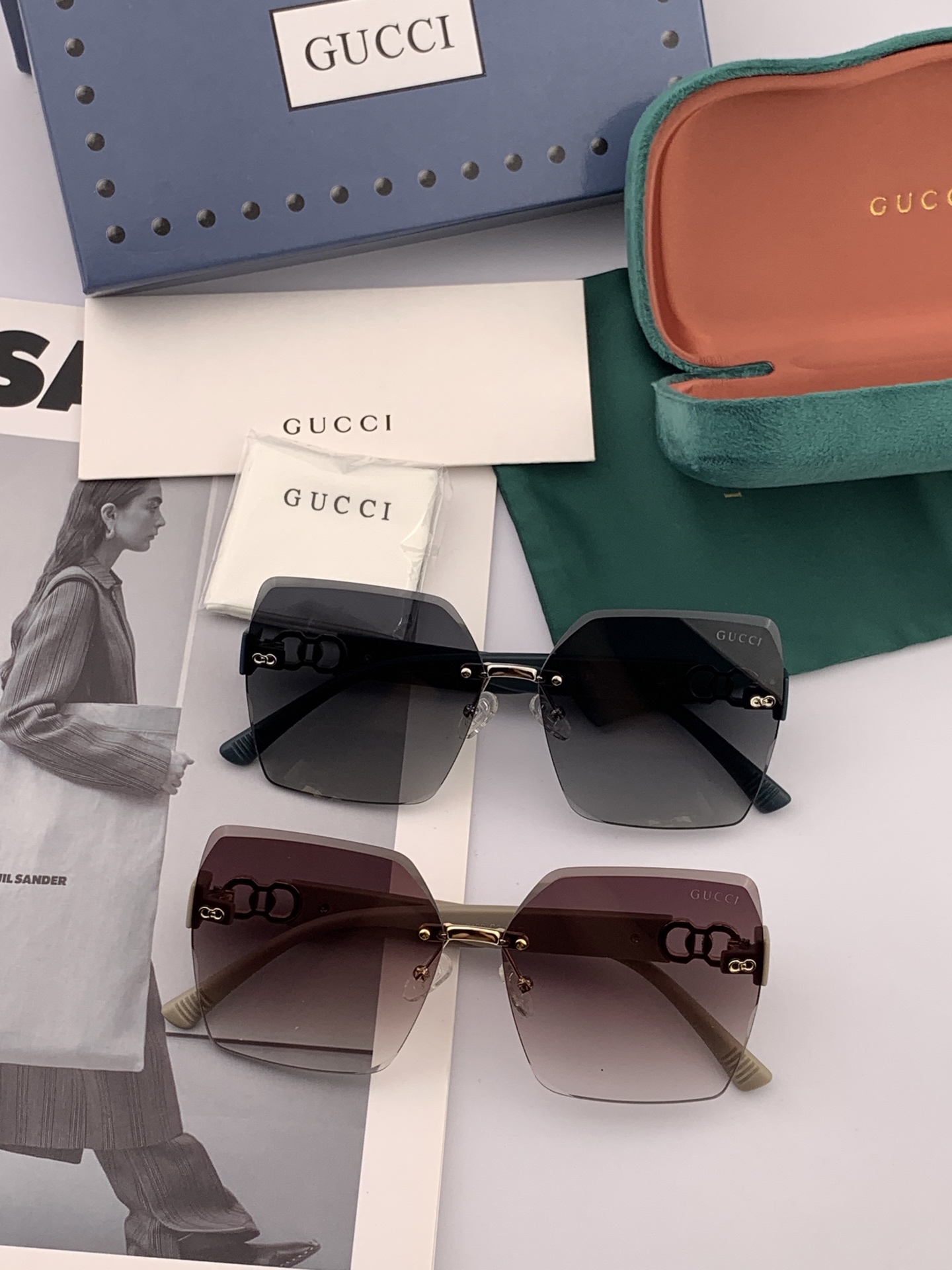  🔺 【GUCCI】2025开春新款 潮流爆款 时尚方框太阳镜 高品质 佩戴舒适 网红潮款墨镜 型号：G