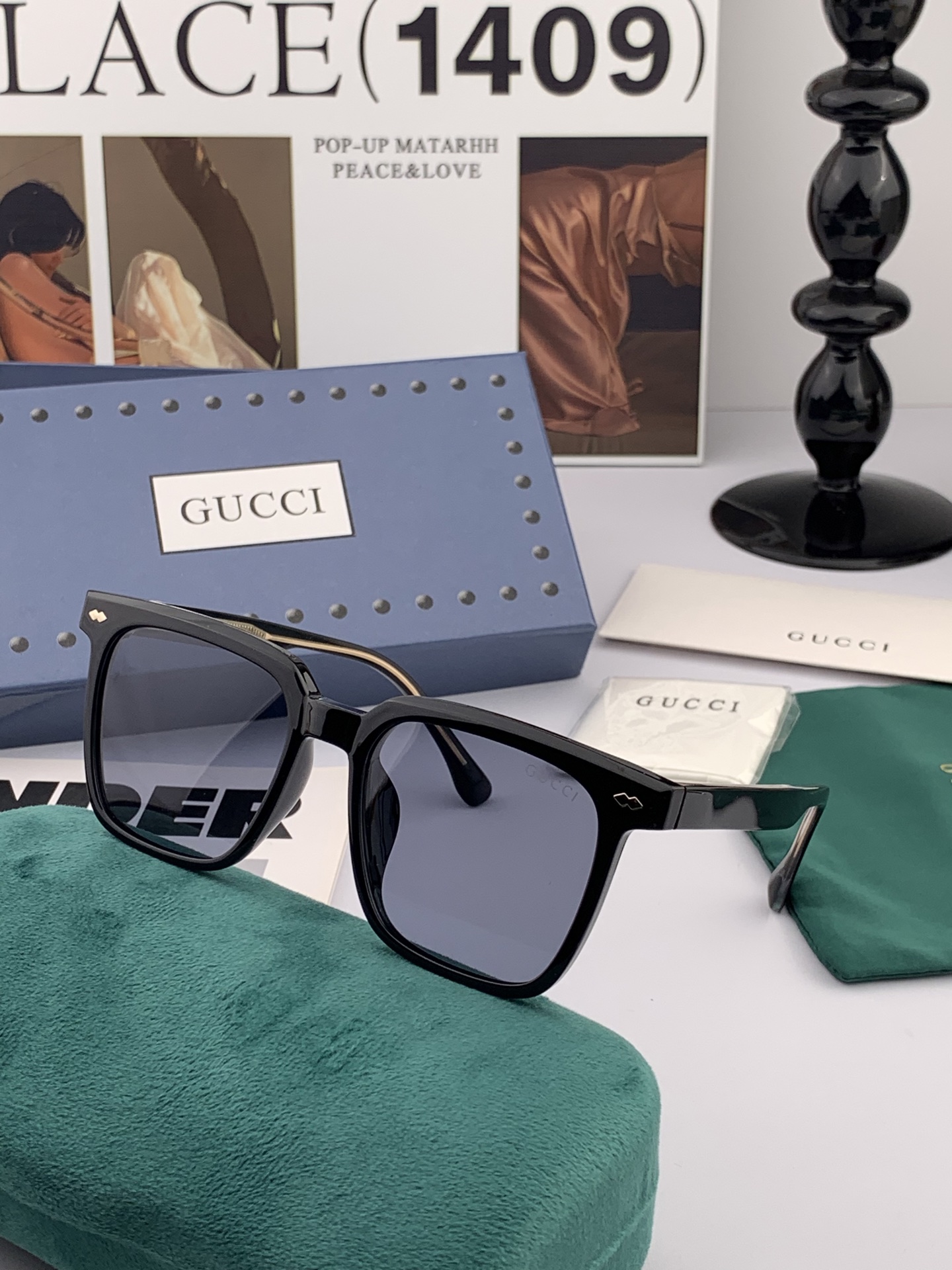 🔺GUCCI🔻古驰 GG方框太阳镜 完美品质 🎓独特设计  适合各种脸型 亮相时装周 超时尚百搭 实物精