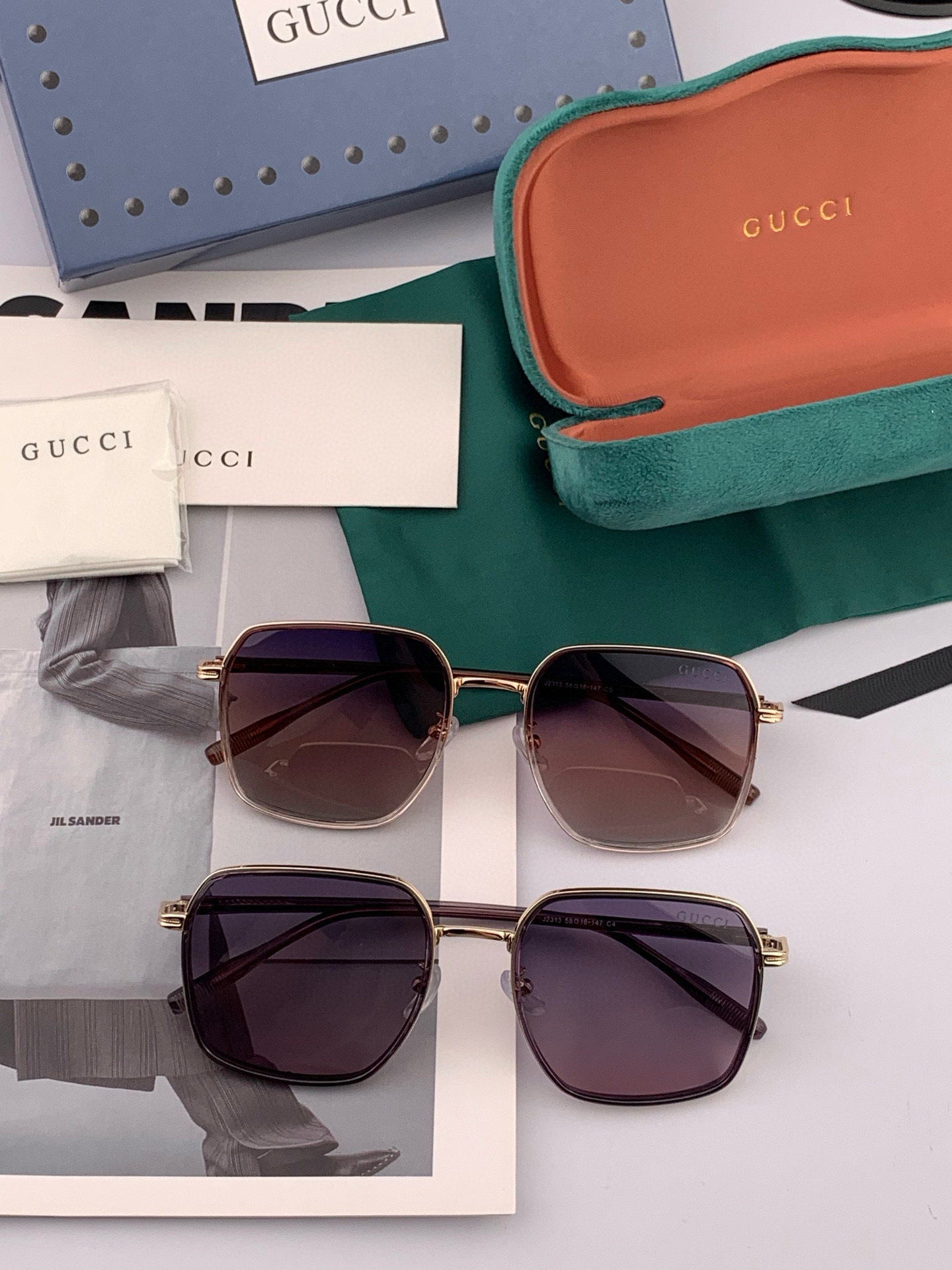  【偏光系列】Gucci   经典的方框设计，不挑脸型，无论搭配大衣还是连衣裙都非常显气质偏光镜片预防紫