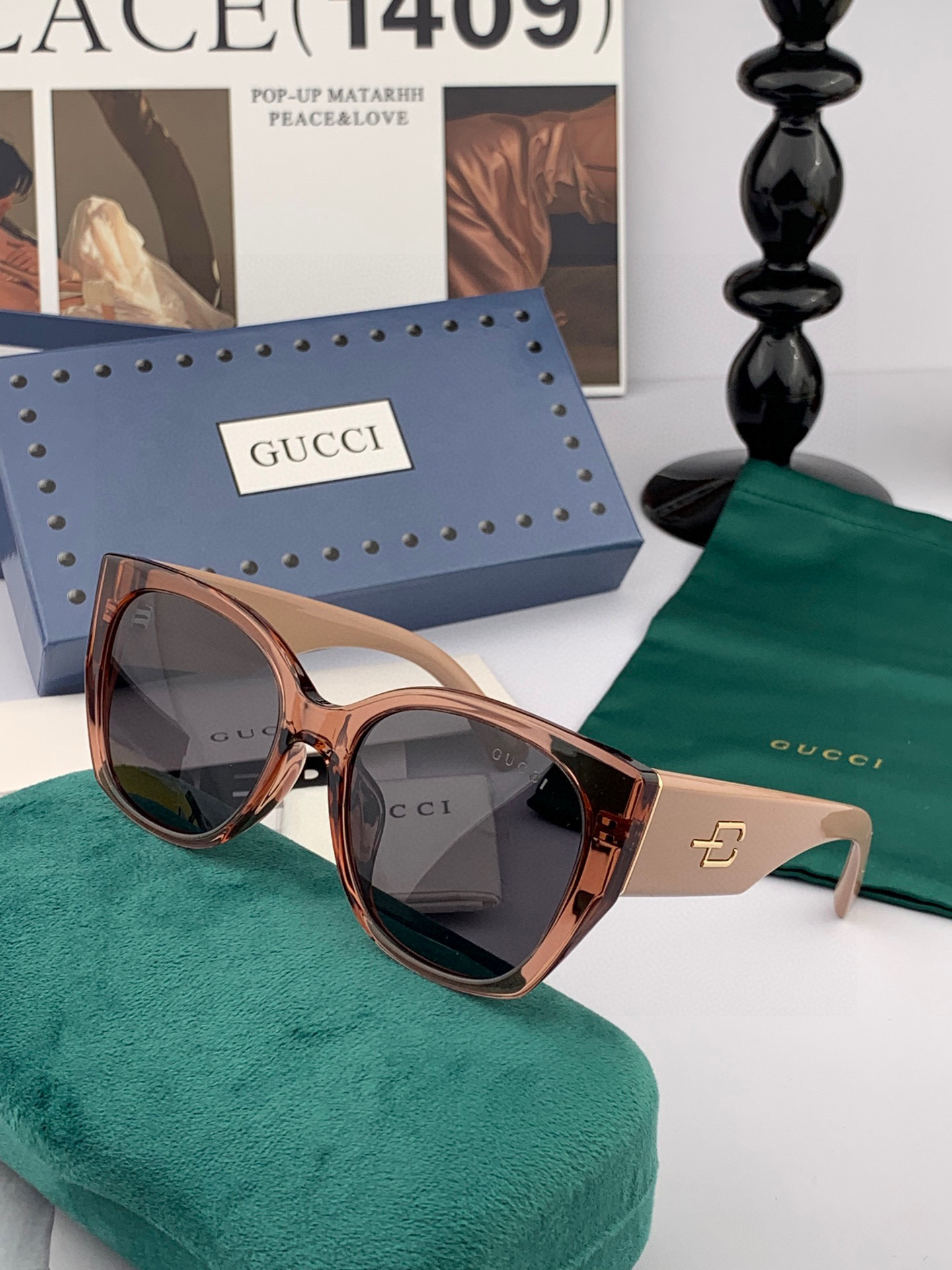  🔺 【GUCCI-偏光太阳镜】2025开春新款 潮流爆款 时尚方框偏光太阳镜 高品质 佩戴舒适 网红潮