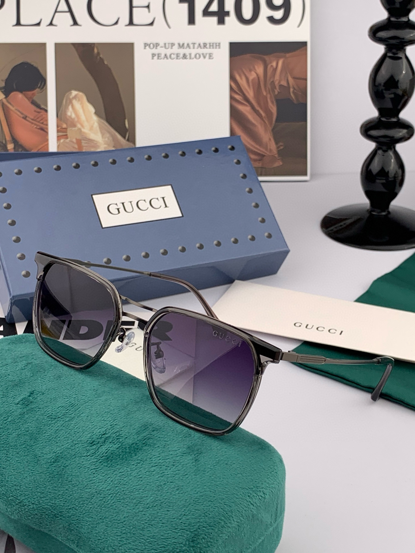 ♦️ GUCCI 2025新款男女情侣款太阳镜 超轻超有弹性整幅眼镜 重要的是压不坏 高清镜片、精湛的工