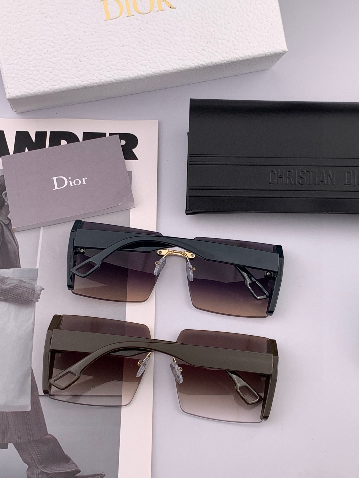   DIOR 2025新款女士方框太阳眼镜 开车墨镜 新款金属无框太阳镜  时尚大方 舒适轻盈 精致奢华