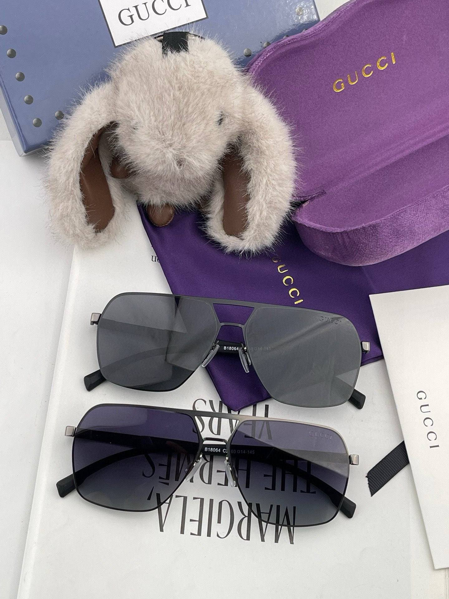         GUCCI 男款炫彩飞行员偏光太阳镜 ❤️材质：高清尼龙加厚卡槽高清偏光镜片 🌹无边框镜