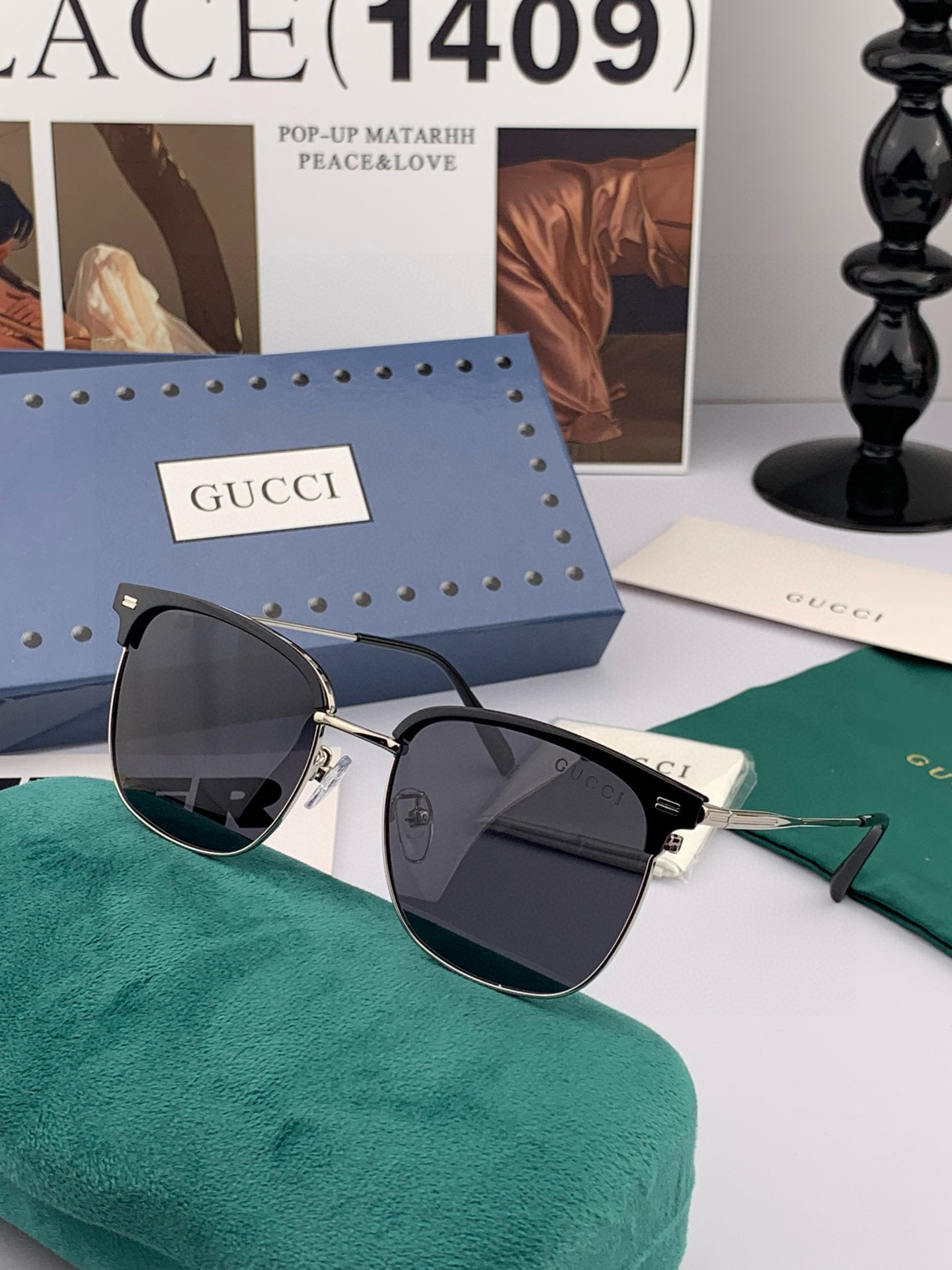   Gucci 。  高品质男女款墨镜   👍 进口宝丽来偏光镜片  。蛤蟆镜 开车钓鱼都可 。百搭显瘦