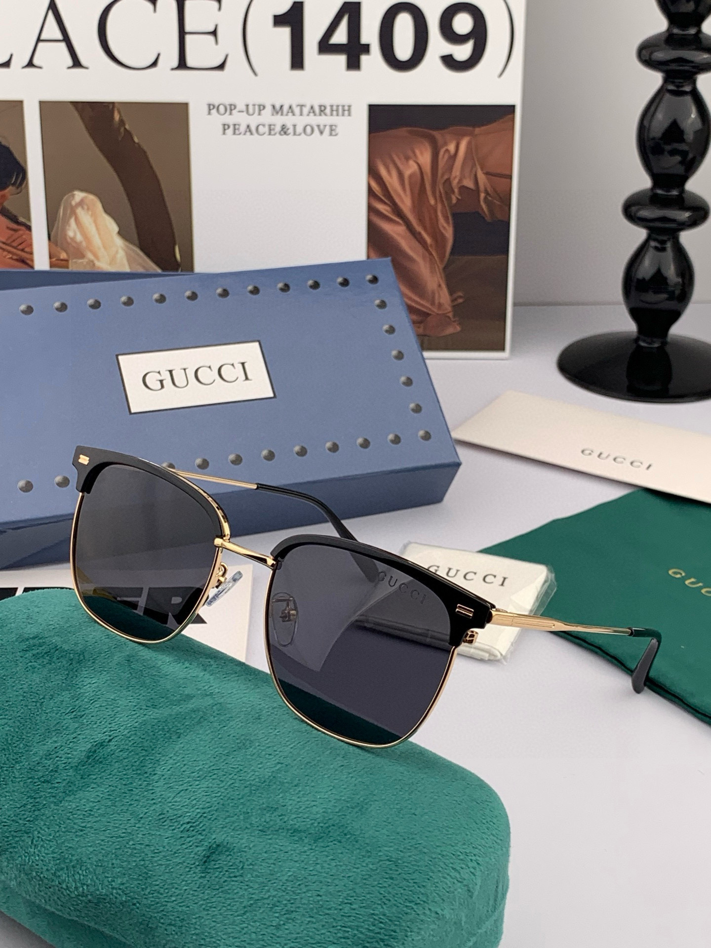   Gucci 。  高品质男女款墨镜   👍 进口宝丽来偏光镜片  。蛤蟆镜 开车钓鱼都可 。百搭显瘦