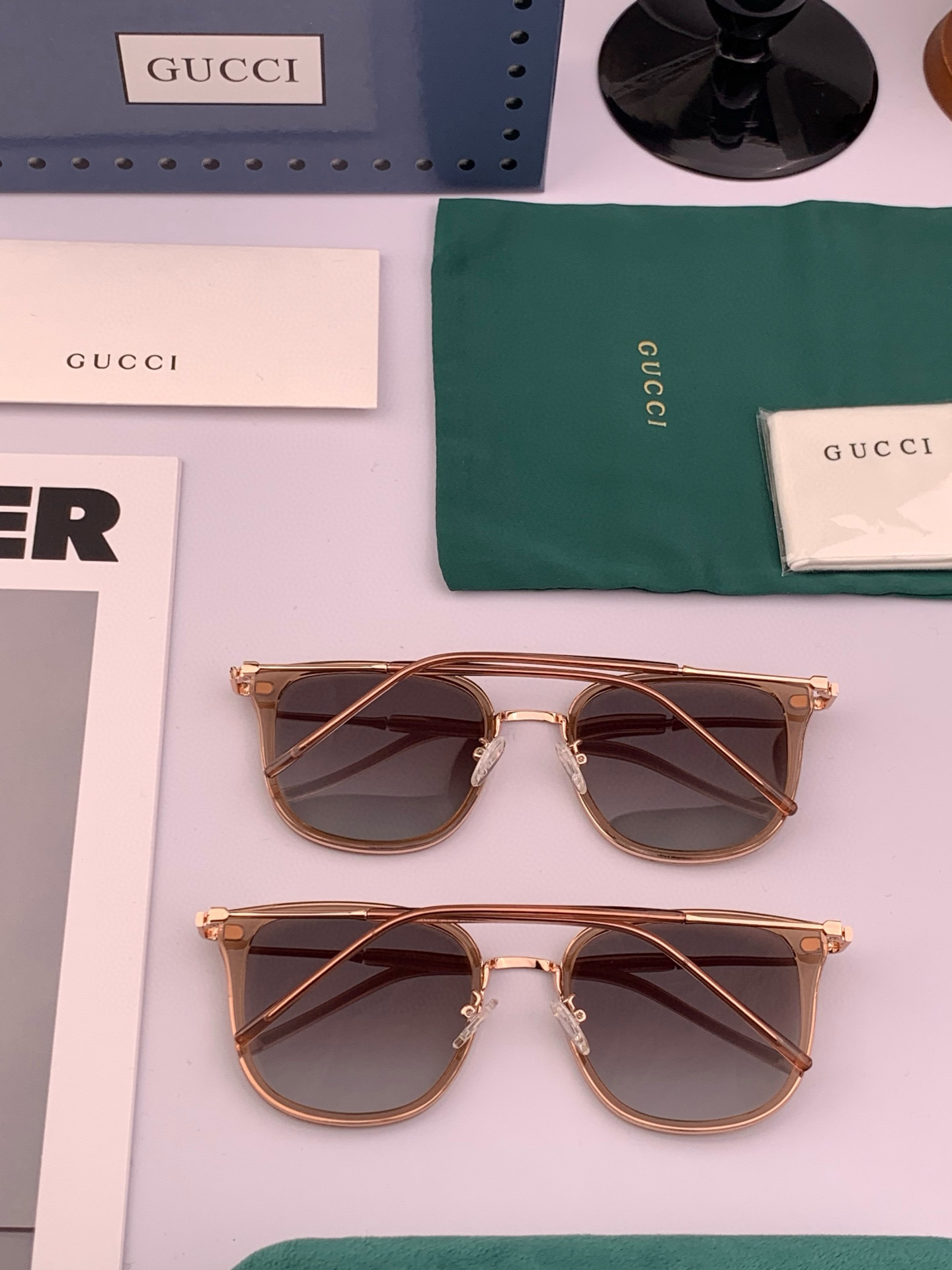  GUCCI 2025开春新款 最新款方框太阳镜 各路网红纷纷带起气场满分‼️ 俏皮甜美.上脸效果更佳.