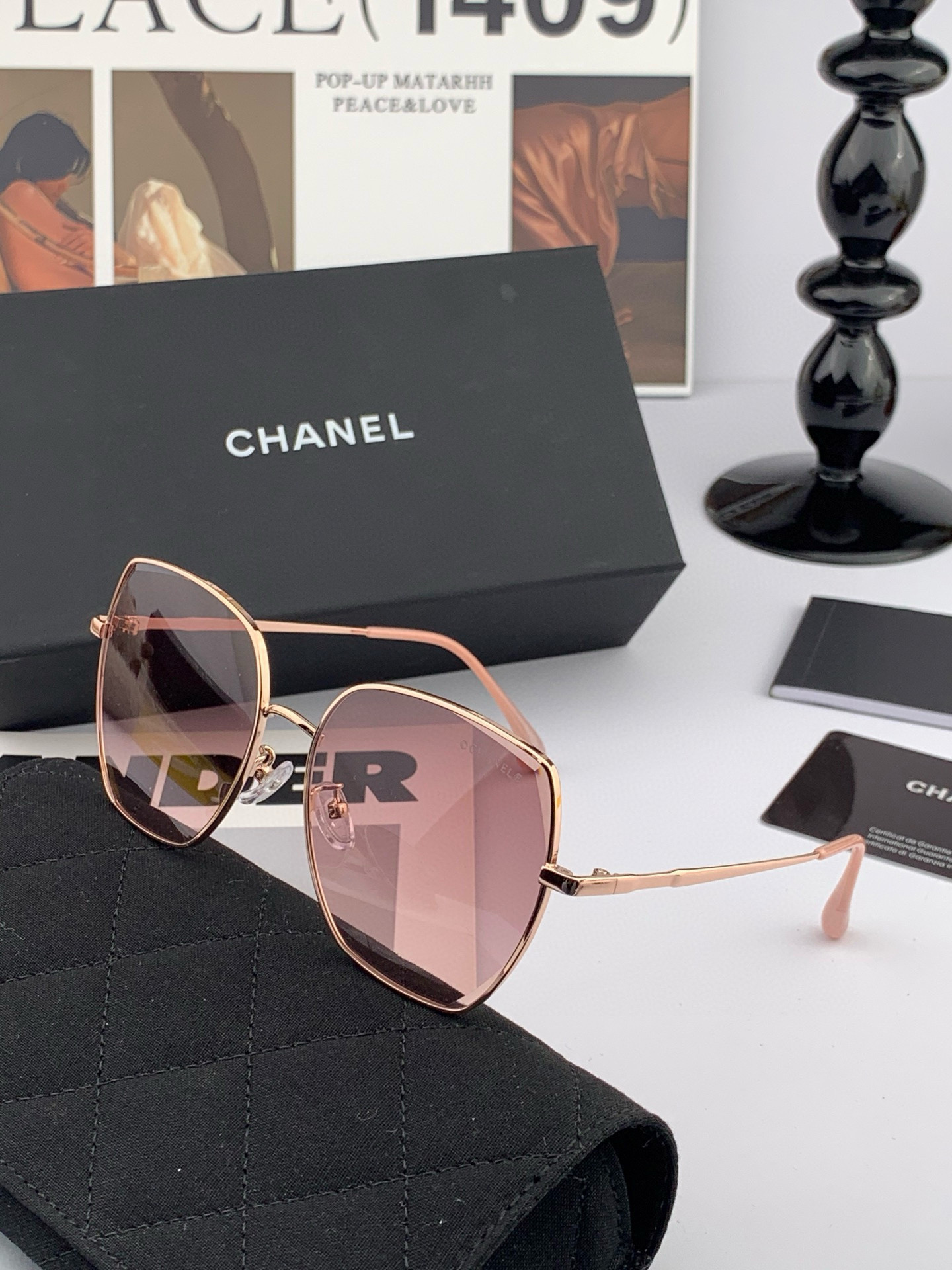 【CHANEL】香奈儿  新款尼龙偏光太眼镜，无框钻石 切边更有质感，大气女人范儿，大脸小脸都好看 ！型