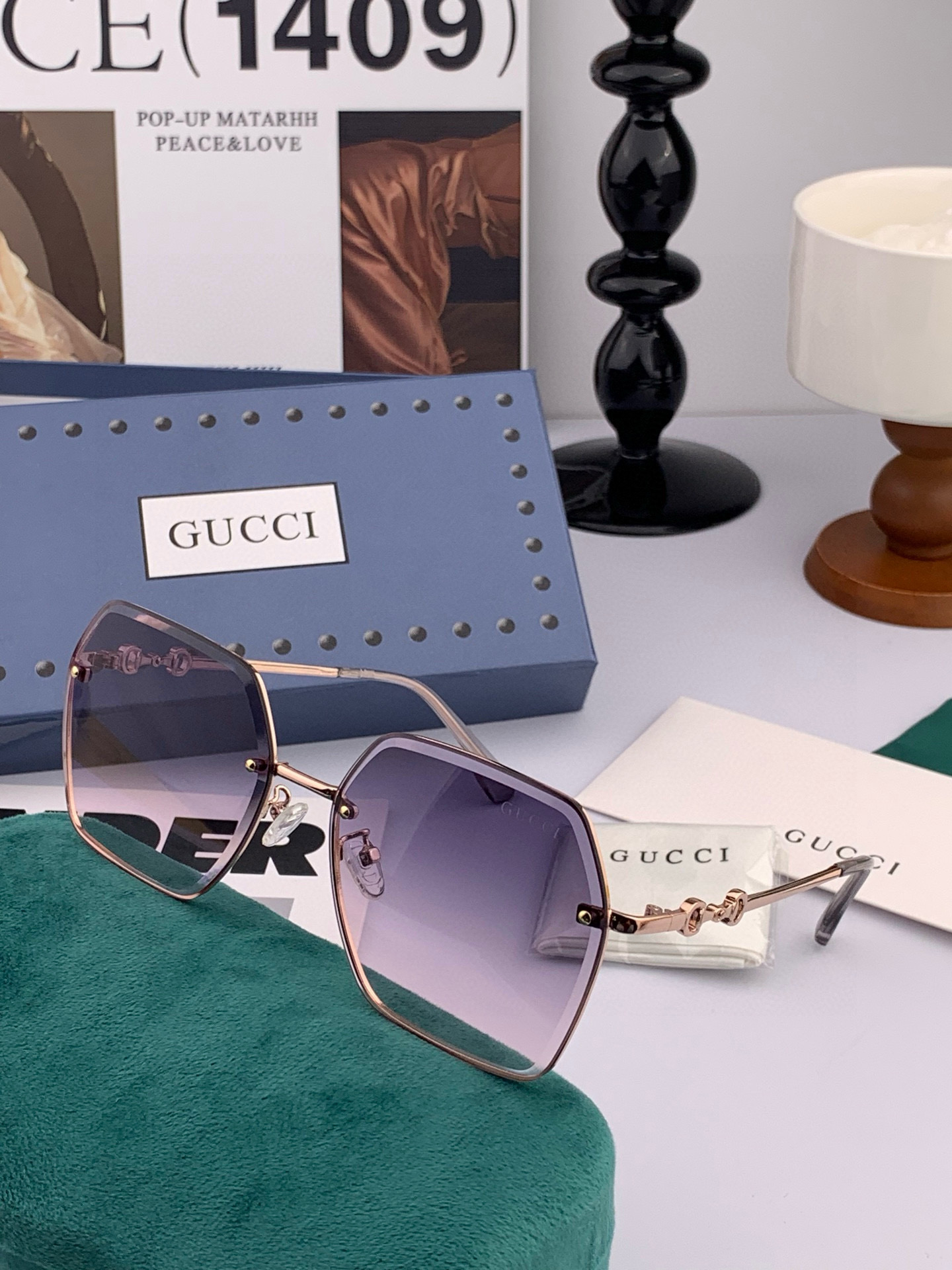  GUCCI-古驰意大利进口🇮🇹2025时尚潮流奢华装饰太阳眼镜 尼龙偏光高清太阳镜明星海报款 超高复杂